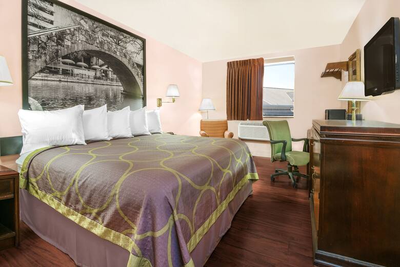 Guest room at the Super 8 San Antonio/I-35 North in San Antonio, Texas