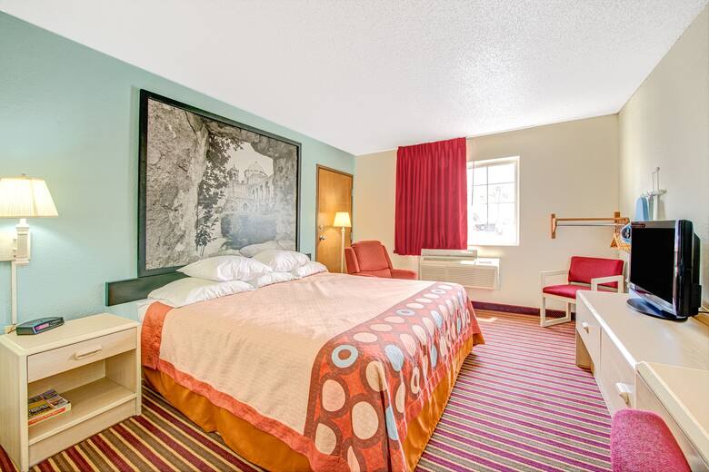 Guest room at the Super 8 San Antonio/Fiesta in San Antonio, Texas