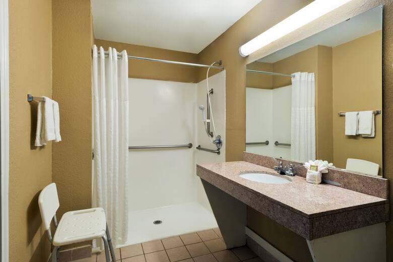Guest room at the Super 8 San Antonio/Riverwalk Area in San Antonio, Texas