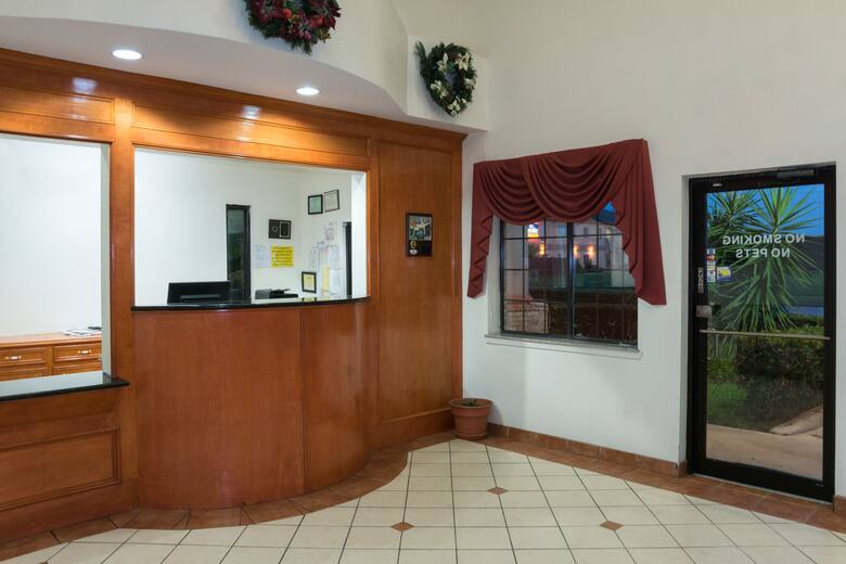 Super 8 Stafford Sugarland Area hotel lobby in Stafford, Texas