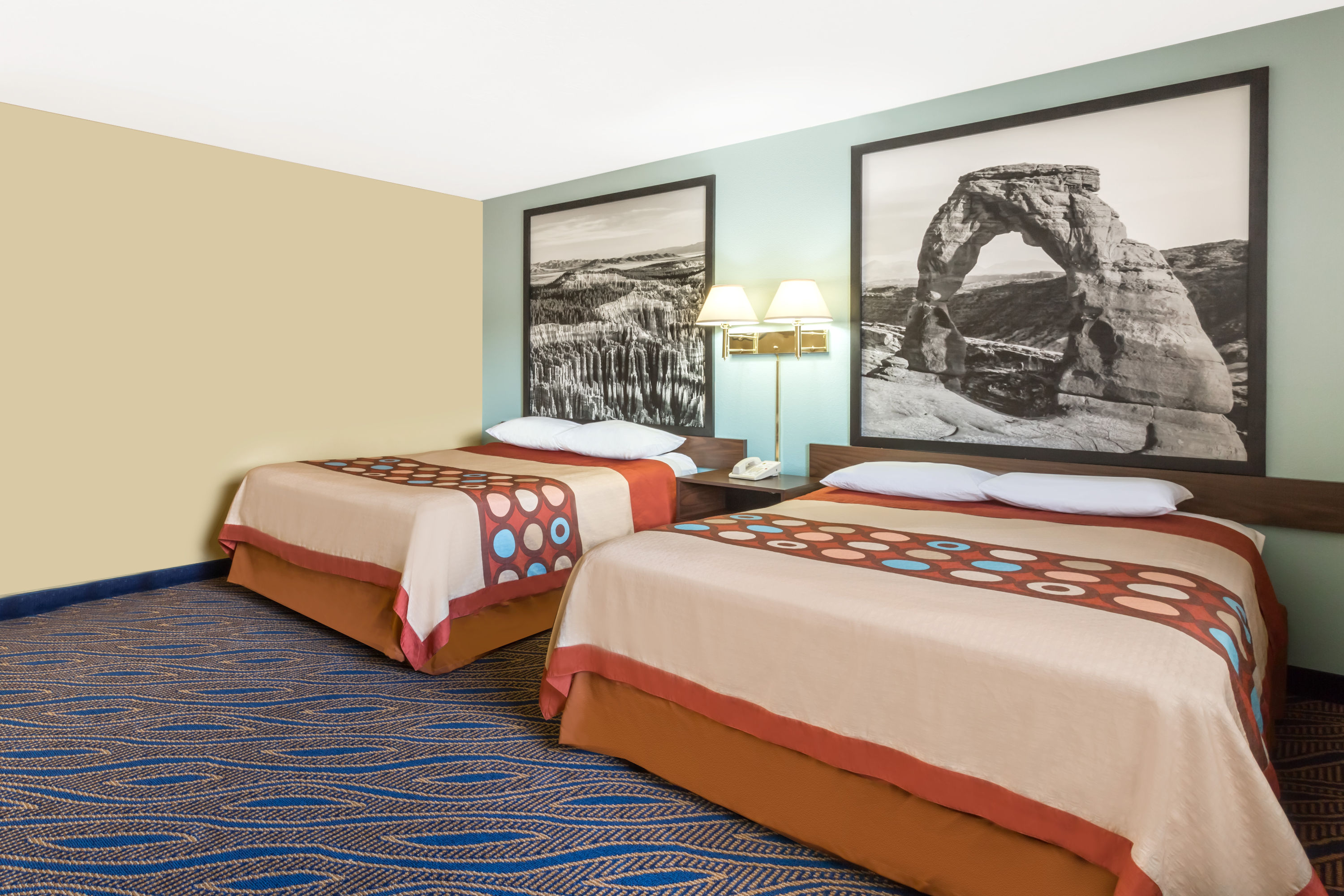 Guest room at the Super 8 by Wyndham Cedar City in Cedar City, Utah