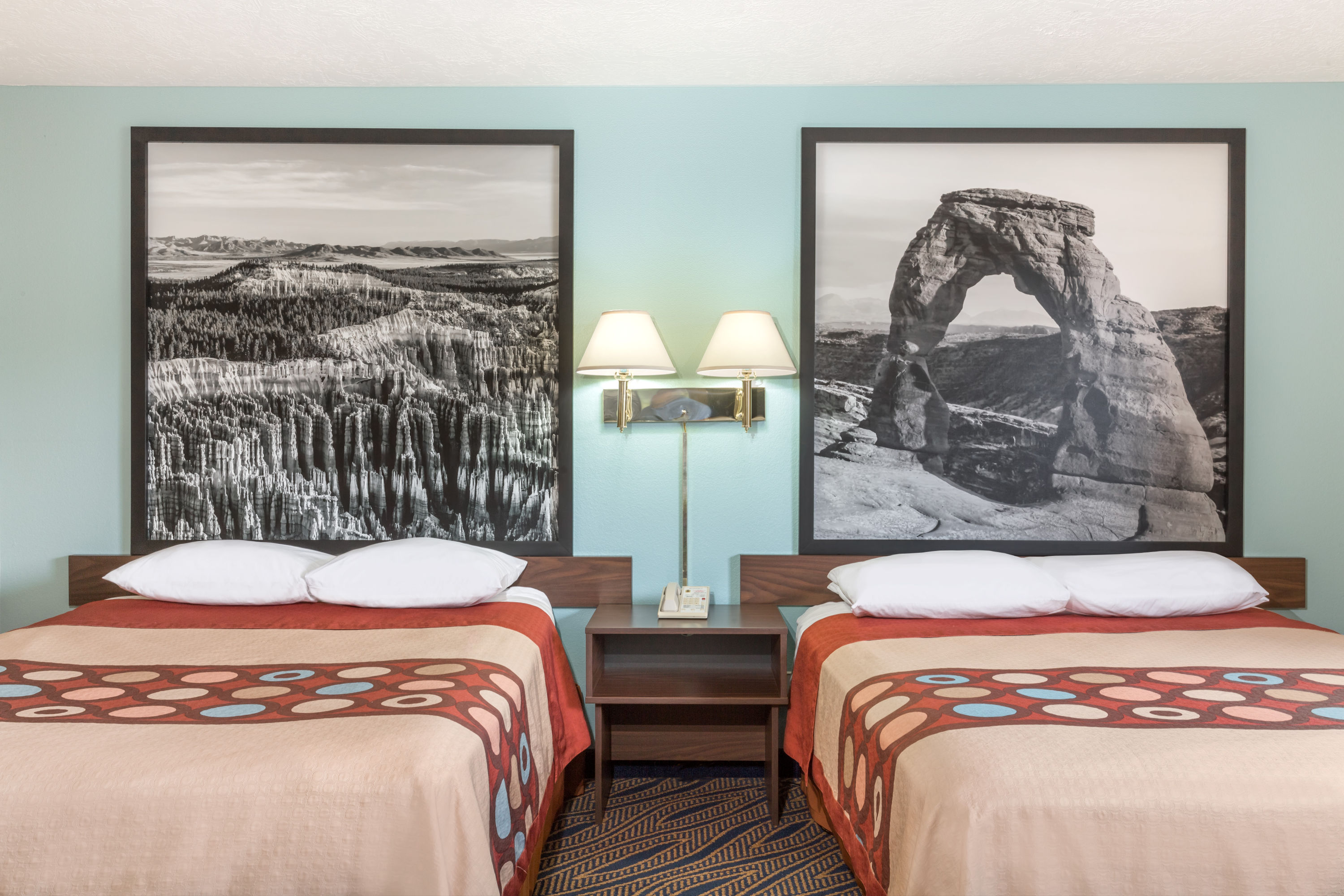Guest room at the Super 8 by Wyndham Cedar City in Cedar City, Utah