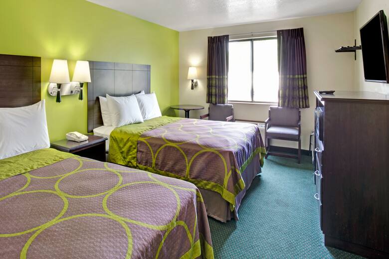 Guest room at the Super 8 Ogden in Ogden, Utah