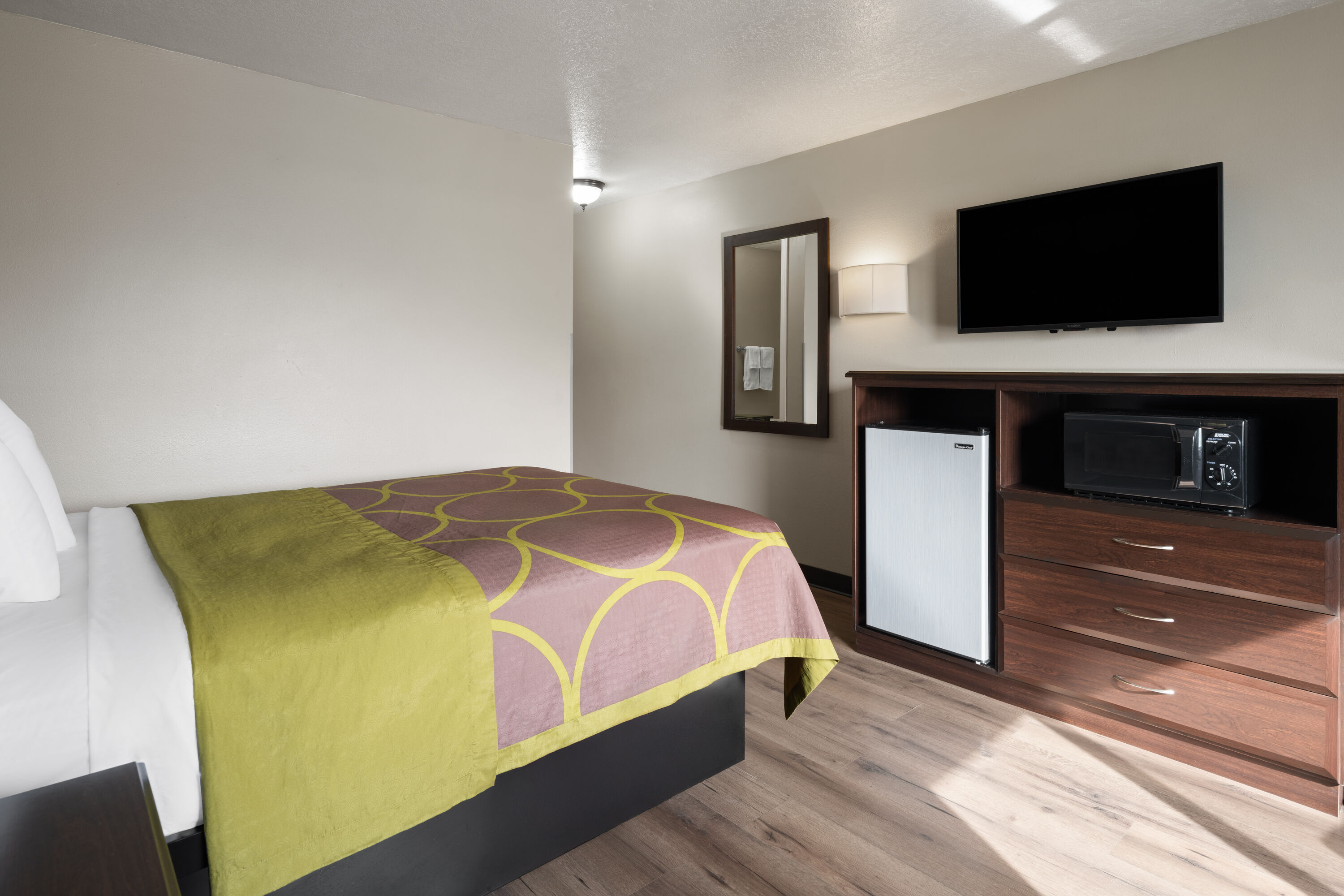 Guest room at the Super 8 by Wyndham Ogden in Ogden, Utah