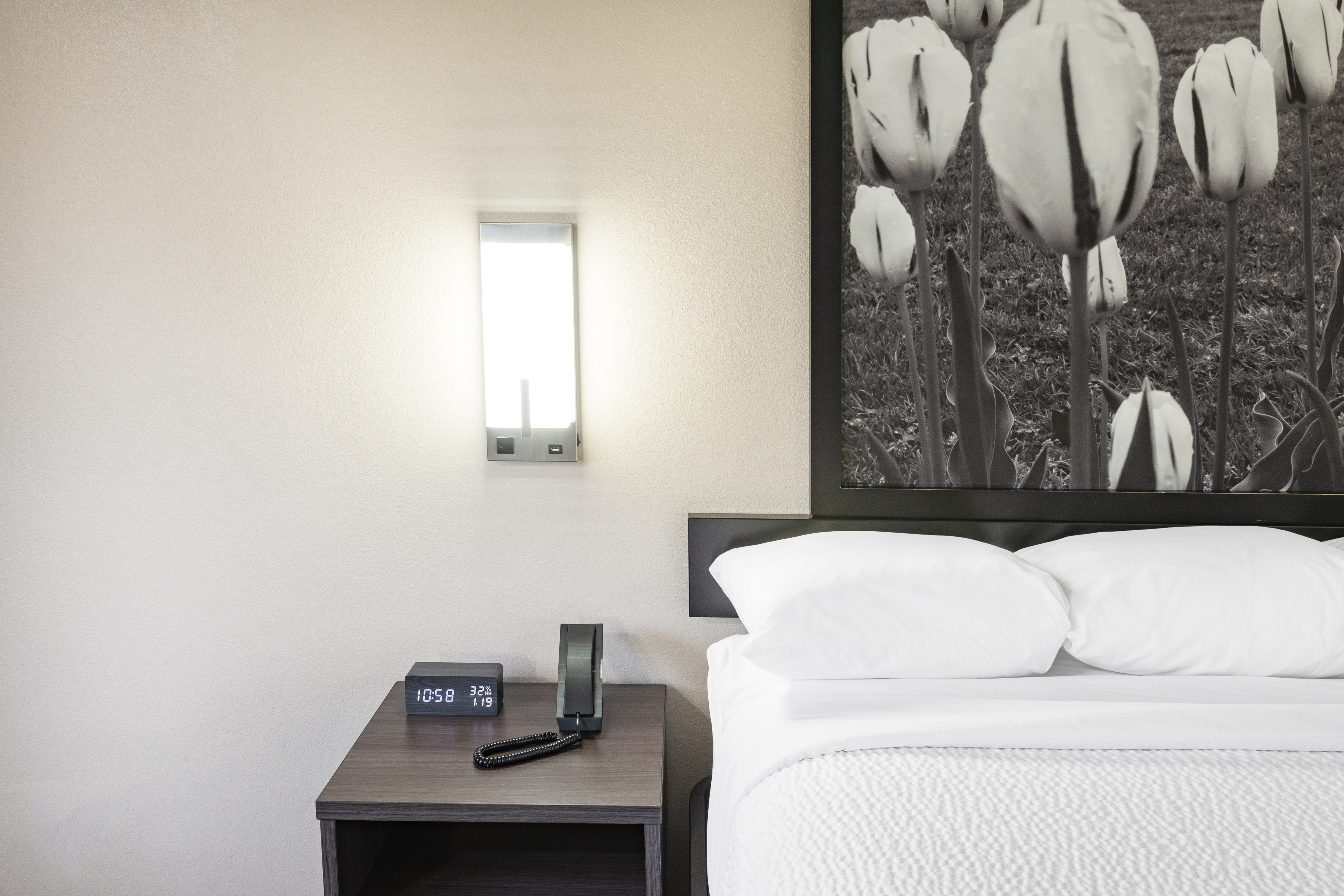 Guest room at the Super 8 by Wyndham Charlottesville in Charlottesville, Virginia