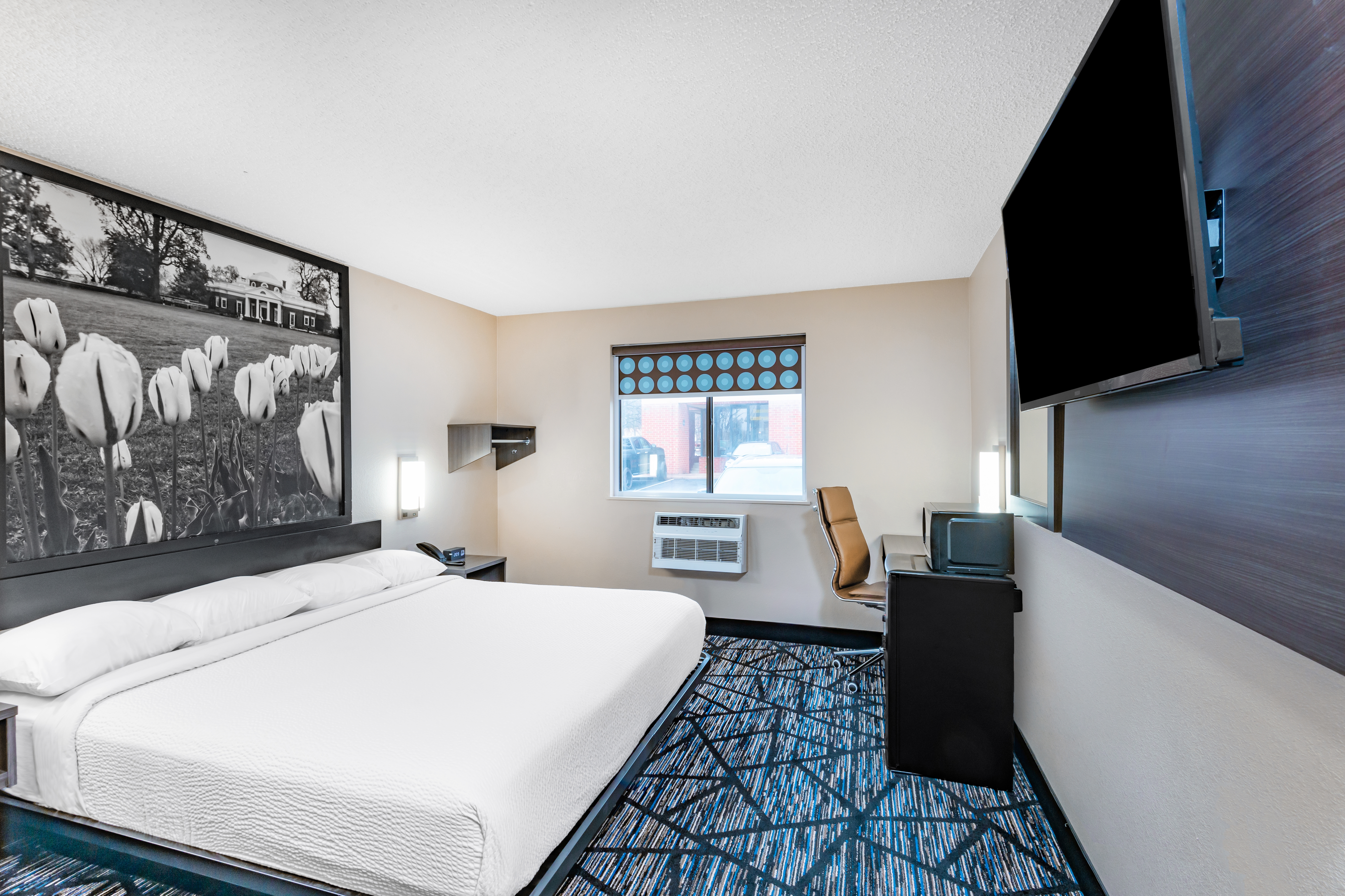 Guest room at the Super 8 by Wyndham Charlottesville in Charlottesville, Virginia