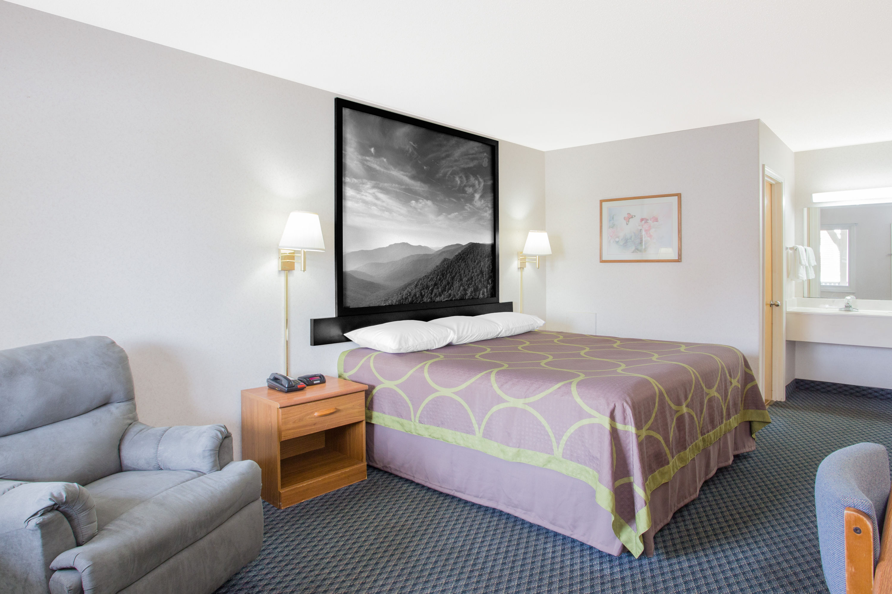 Guest room at the Super 8 by Wyndham Christiansburg in Christiansburg, Virginia