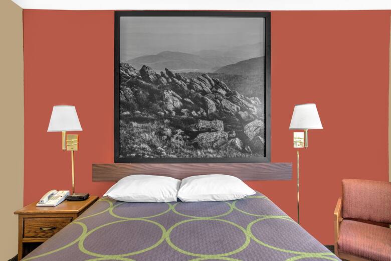 Guest room at the Super 8 Christiansburg/Blacksburg Area in Christiansburg, Virginia