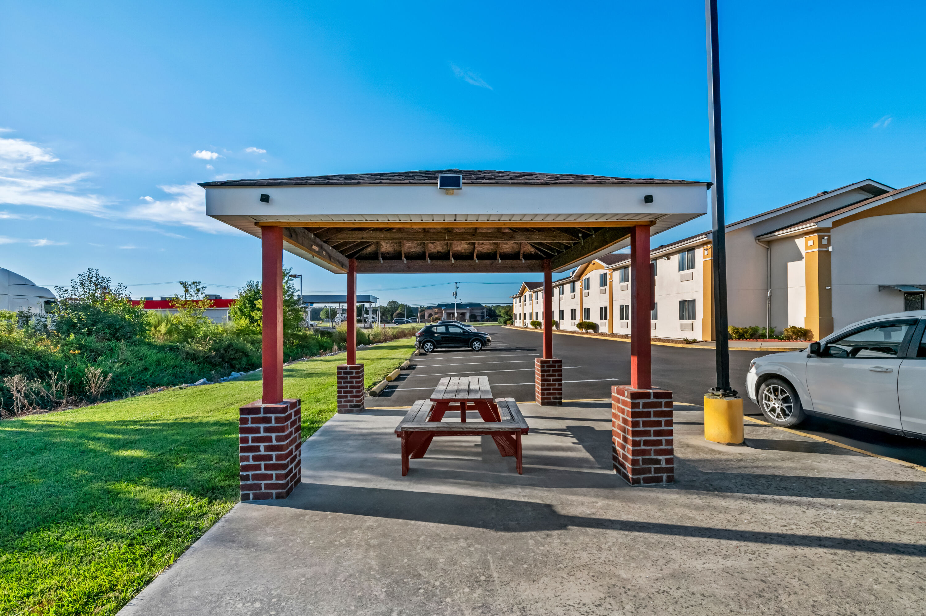 Guest room patio at the Super 8 by Wyndham Franklin in Franklin, Virginia