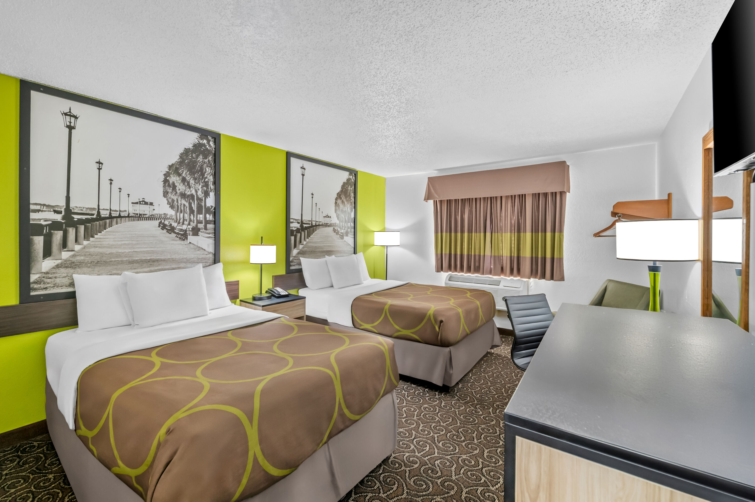 Double bed guest room at the Super 8 by Wyndham Franklin in Franklin, Virginia