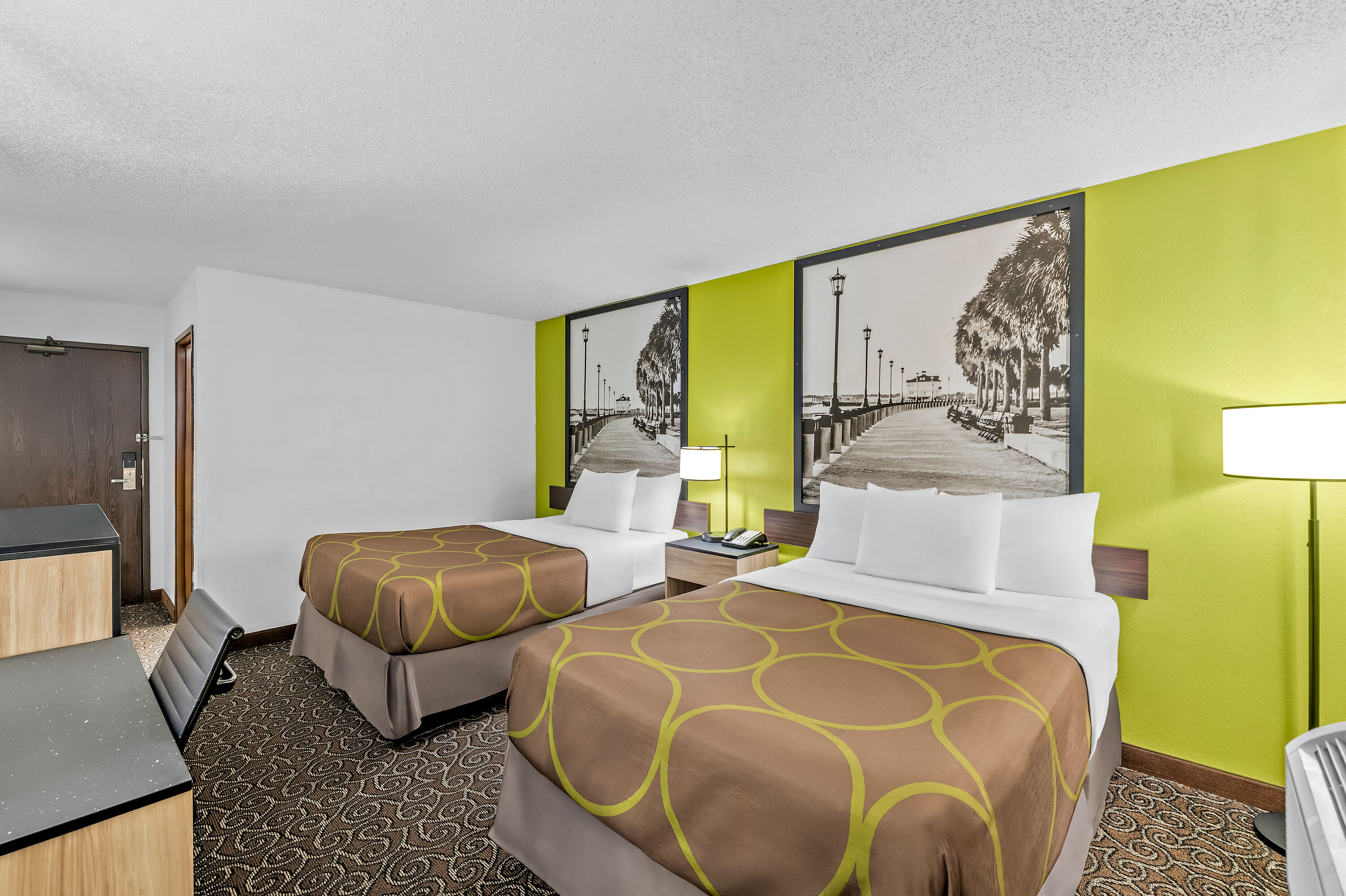 Double bed guest room at the Super 8 by Wyndham Franklin in Franklin, Virginia