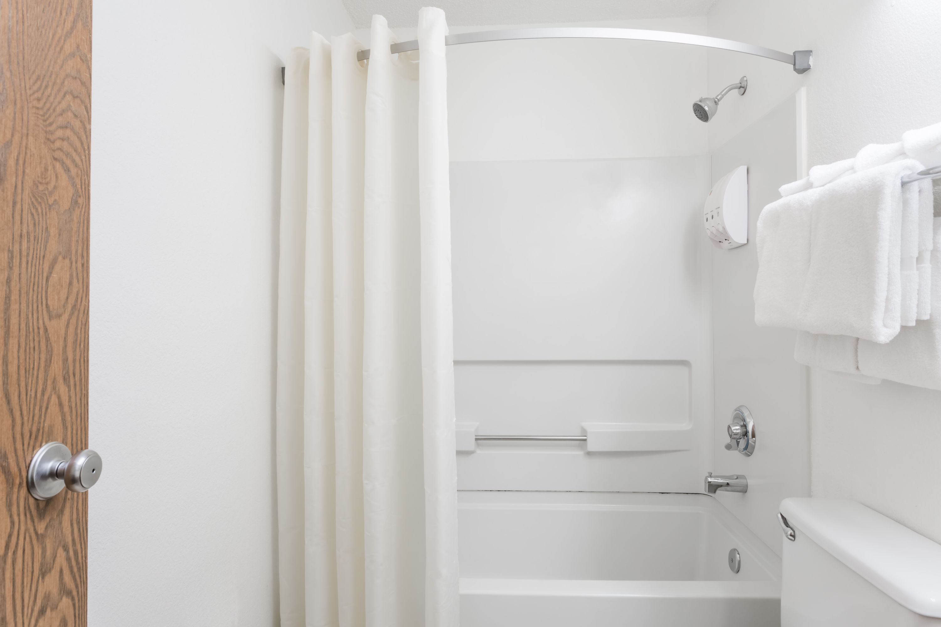 Guest room at the Super 8 by Wyndham Hampton in Hampton, Virginia