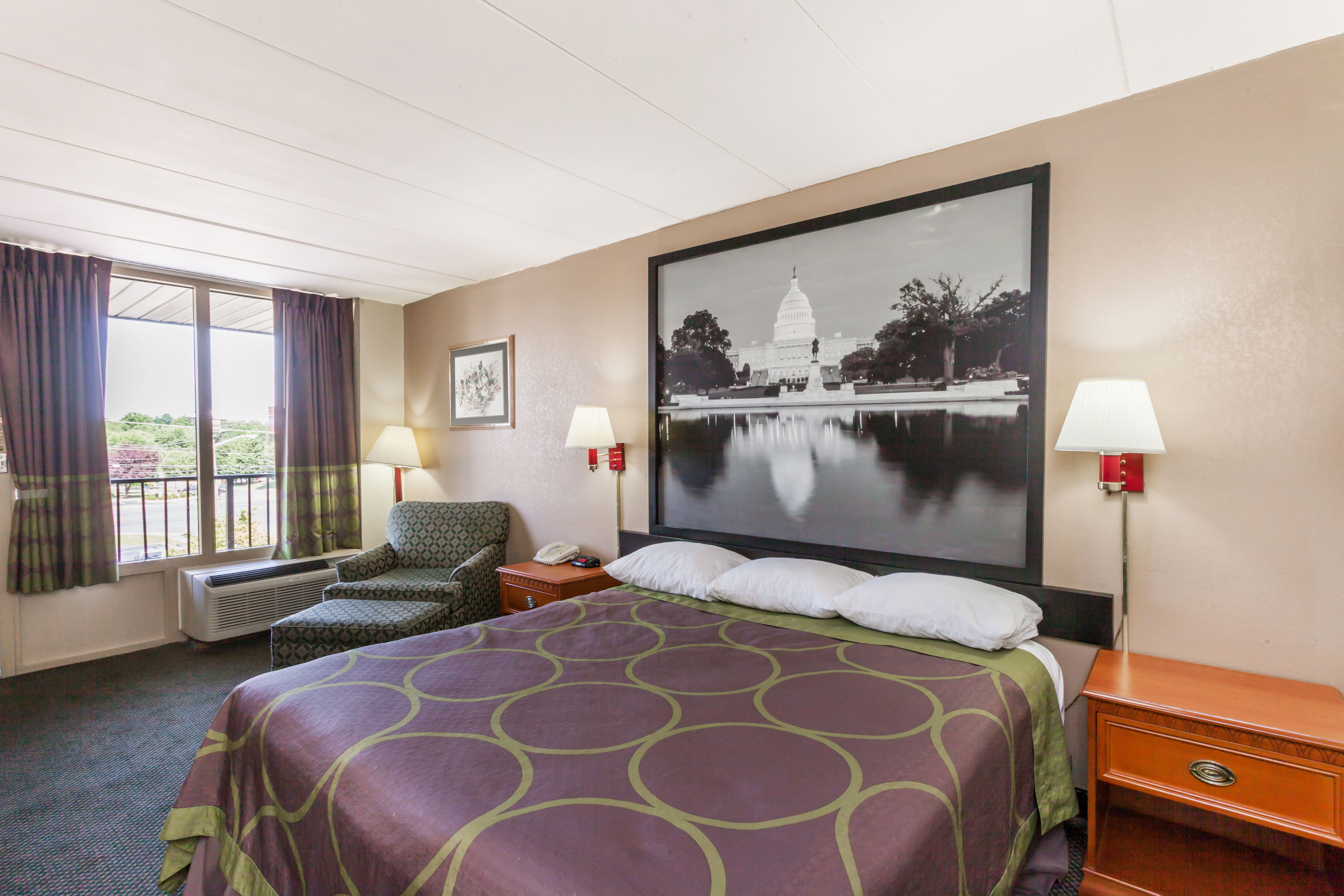 Guest room at the Super 8 by Wyndham Manassas in Manassas, Virginia