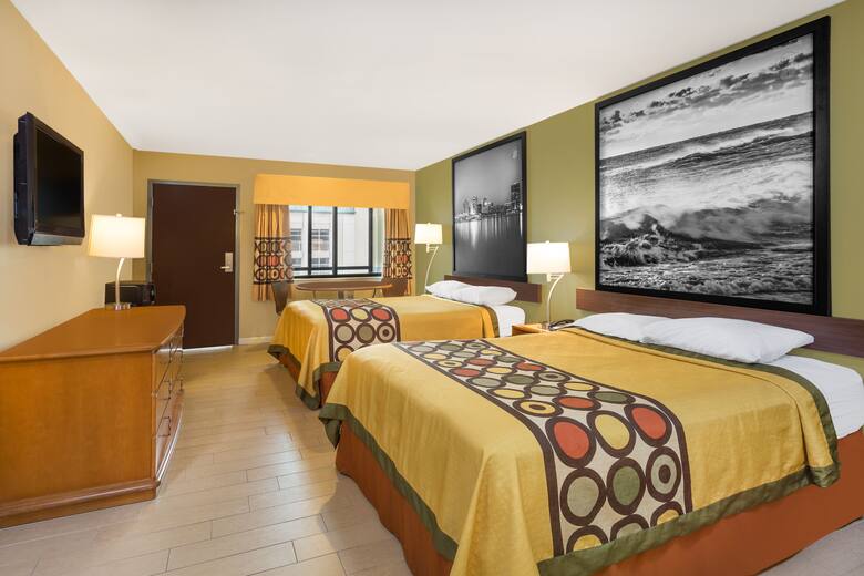 Guest room at the Super 8 Virginia Beach Oceanfront in Virginia Beach, Virginia