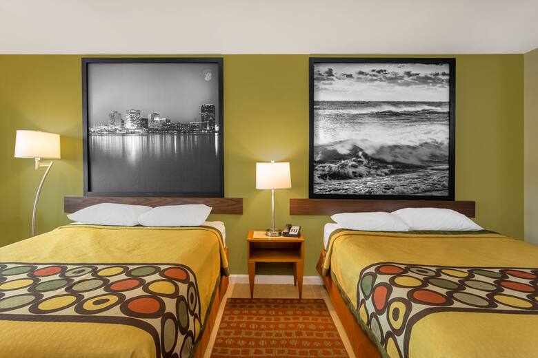 Guest room at the Super 8 Virginia Beach Oceanfront in Virginia Beach, Virginia