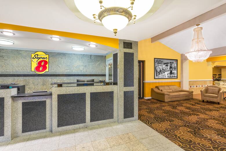 Super 8 Virginia Beach Oceanfront hotel lobby in Virginia Beach, Virginia