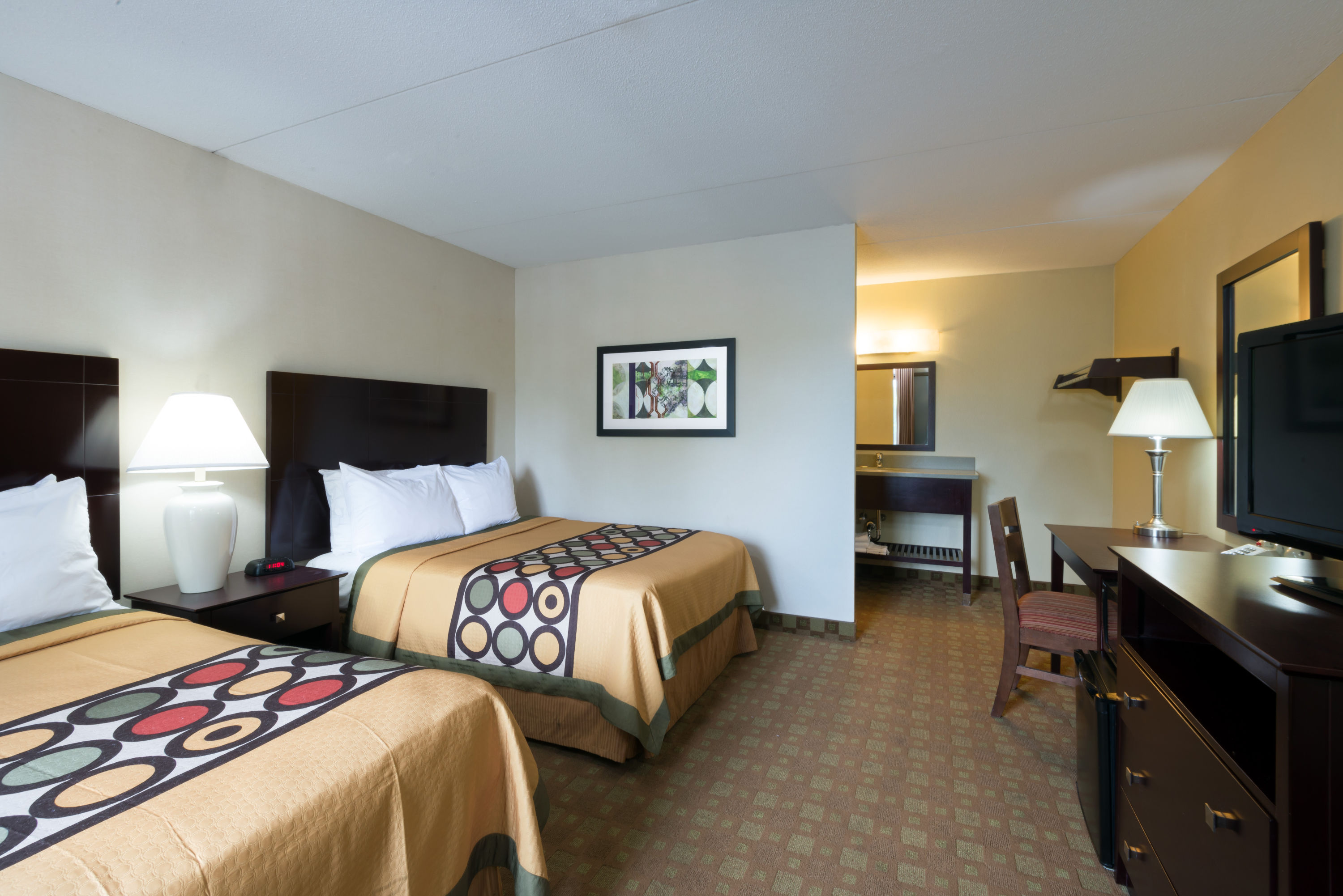 Guest room at the Super 8 by Wyndham White River Junction in White River Junction, Vermont