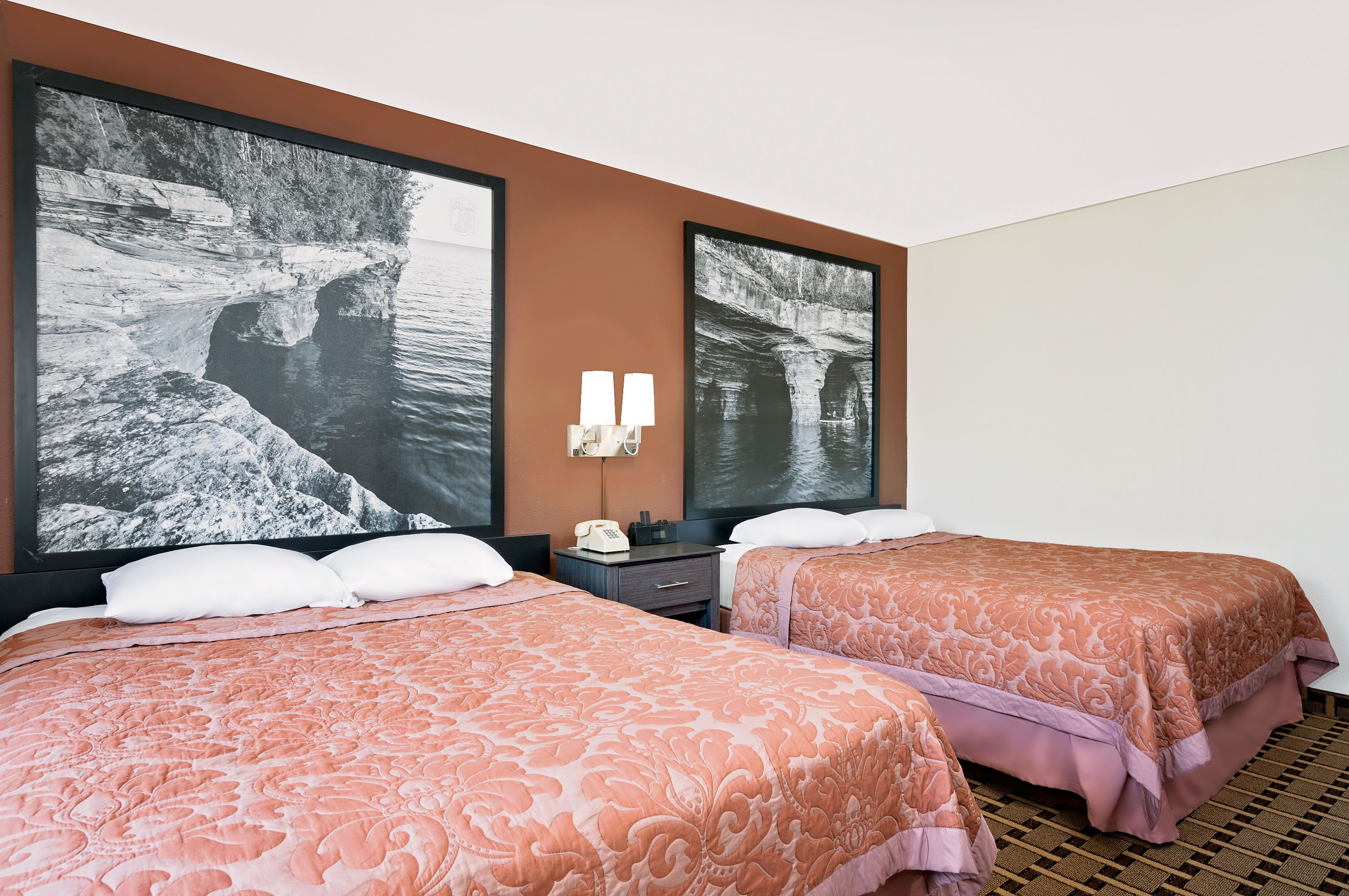 Guest room at the Super 8 by Wyndham Ashland in Ashland, Wisconsin