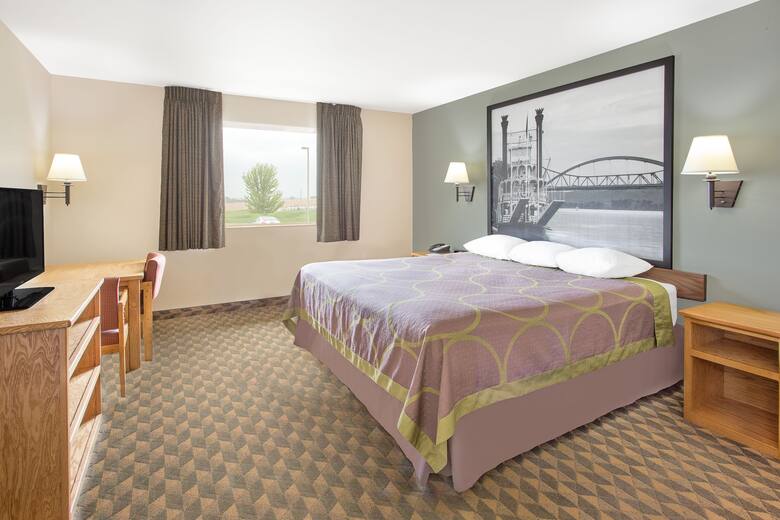 Guest room at the Super 8 Darlington in Darlington, Wisconsin