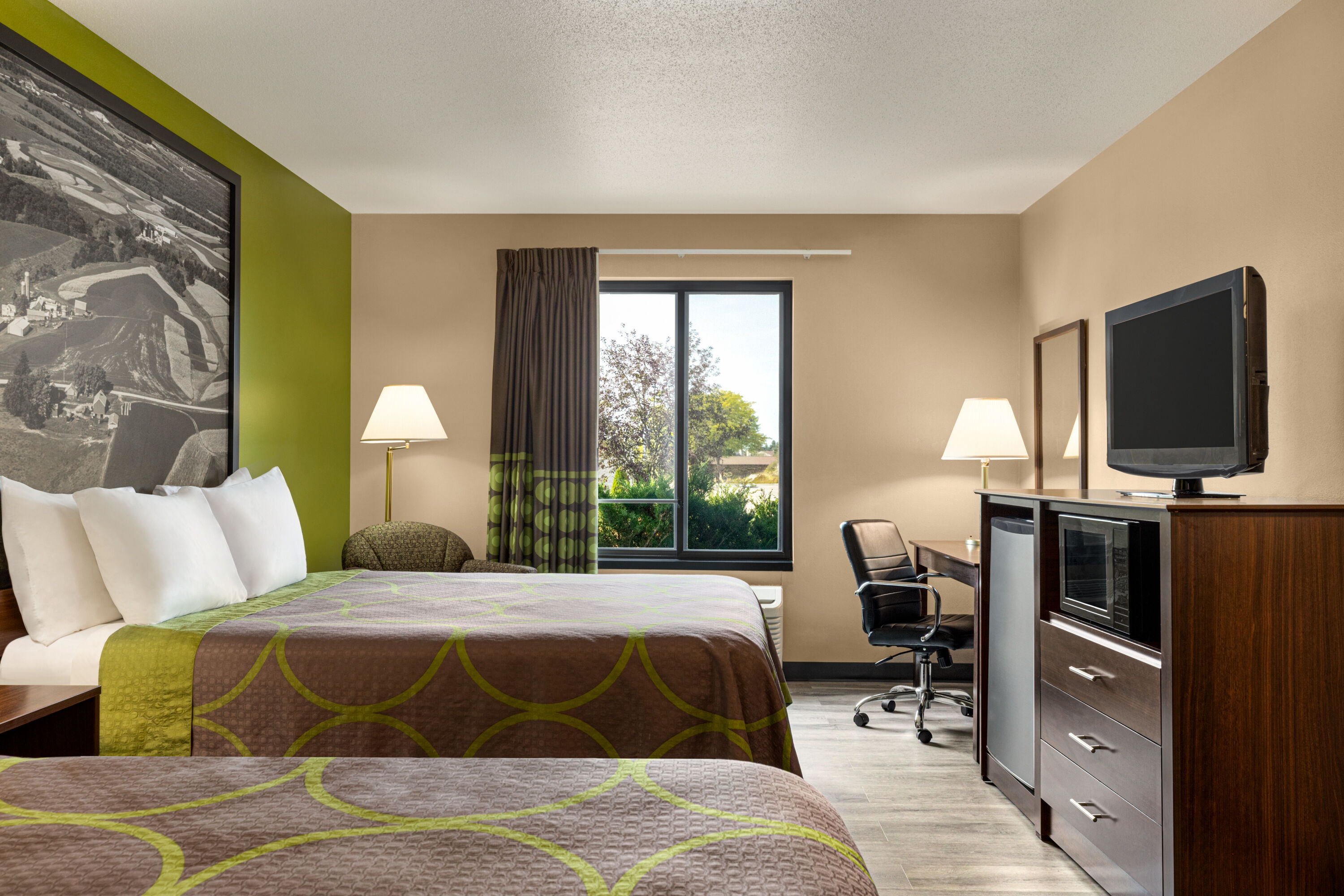 Guest room at the Super 8 by Wyndham Germantown/Milwaukee in Germantown, Wisconsin