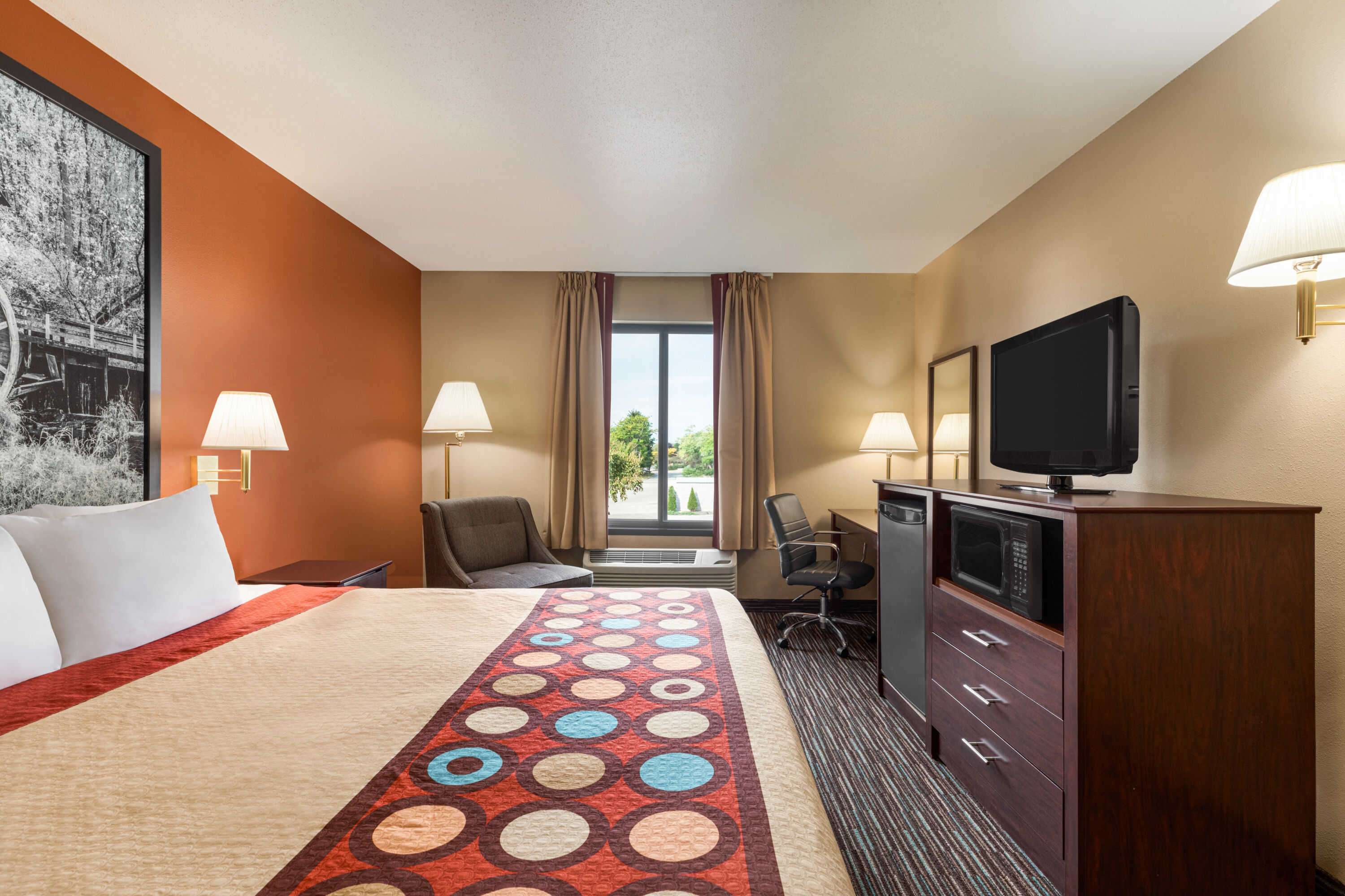 Guest room at the Super 8 by Wyndham Germantown/Milwaukee in Germantown, Wisconsin