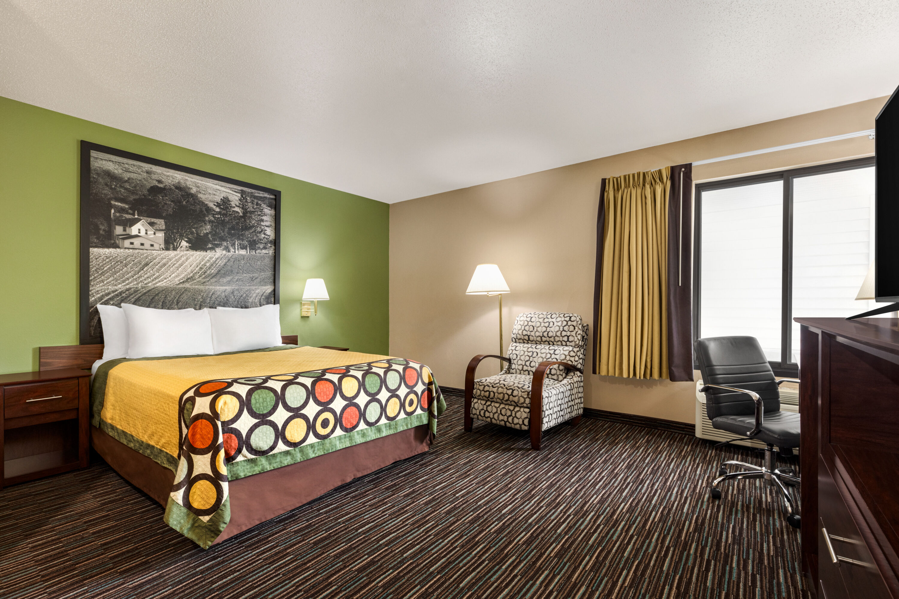 Guest room at the Super 8 by Wyndham Germantown/Milwaukee in Germantown, Wisconsin