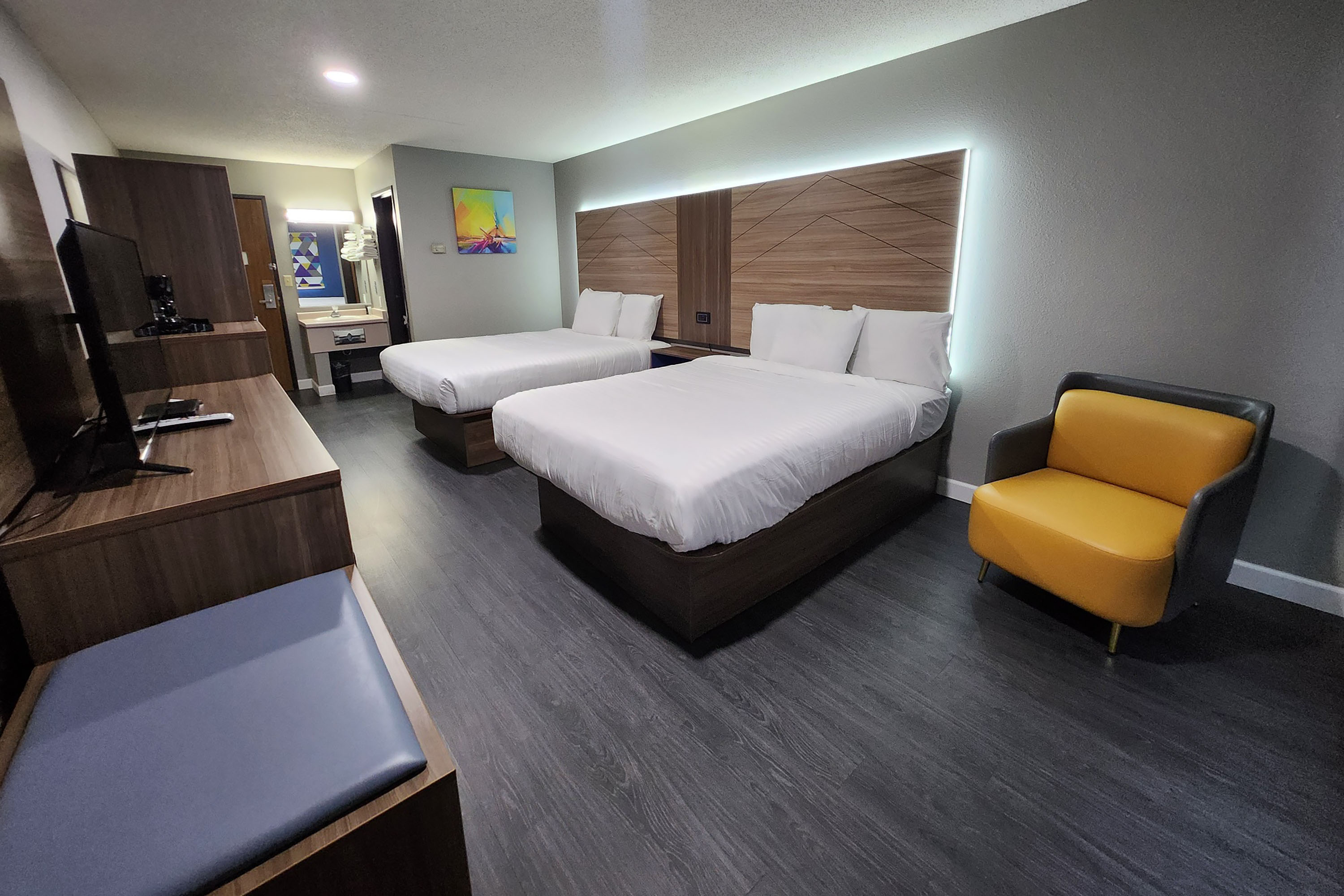 Guest room at the Super 8 by Wyndham Hayward WI in Hayward, Wisconsin