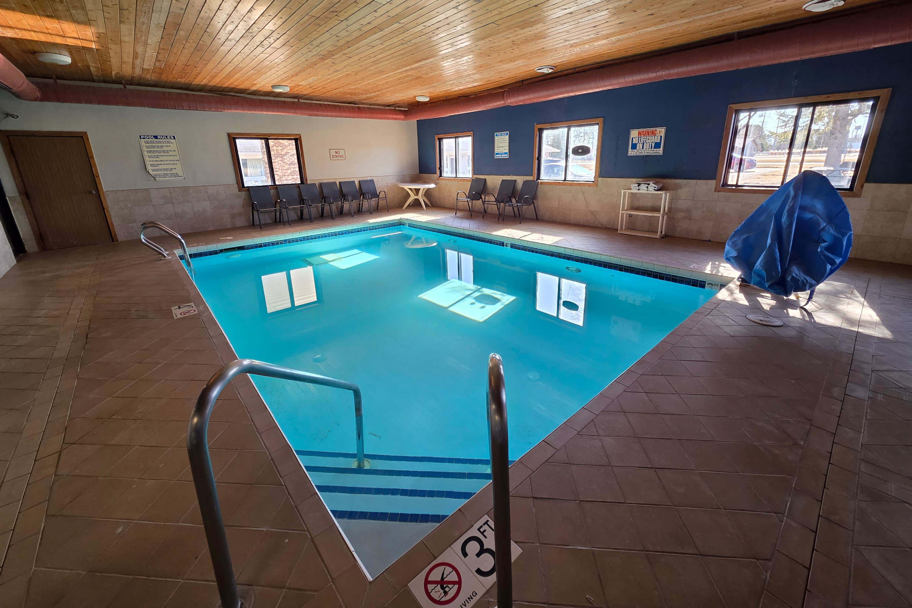 Indoor pool at the Super 8 by Wyndham Hayward WI in Hayward, Wisconsin