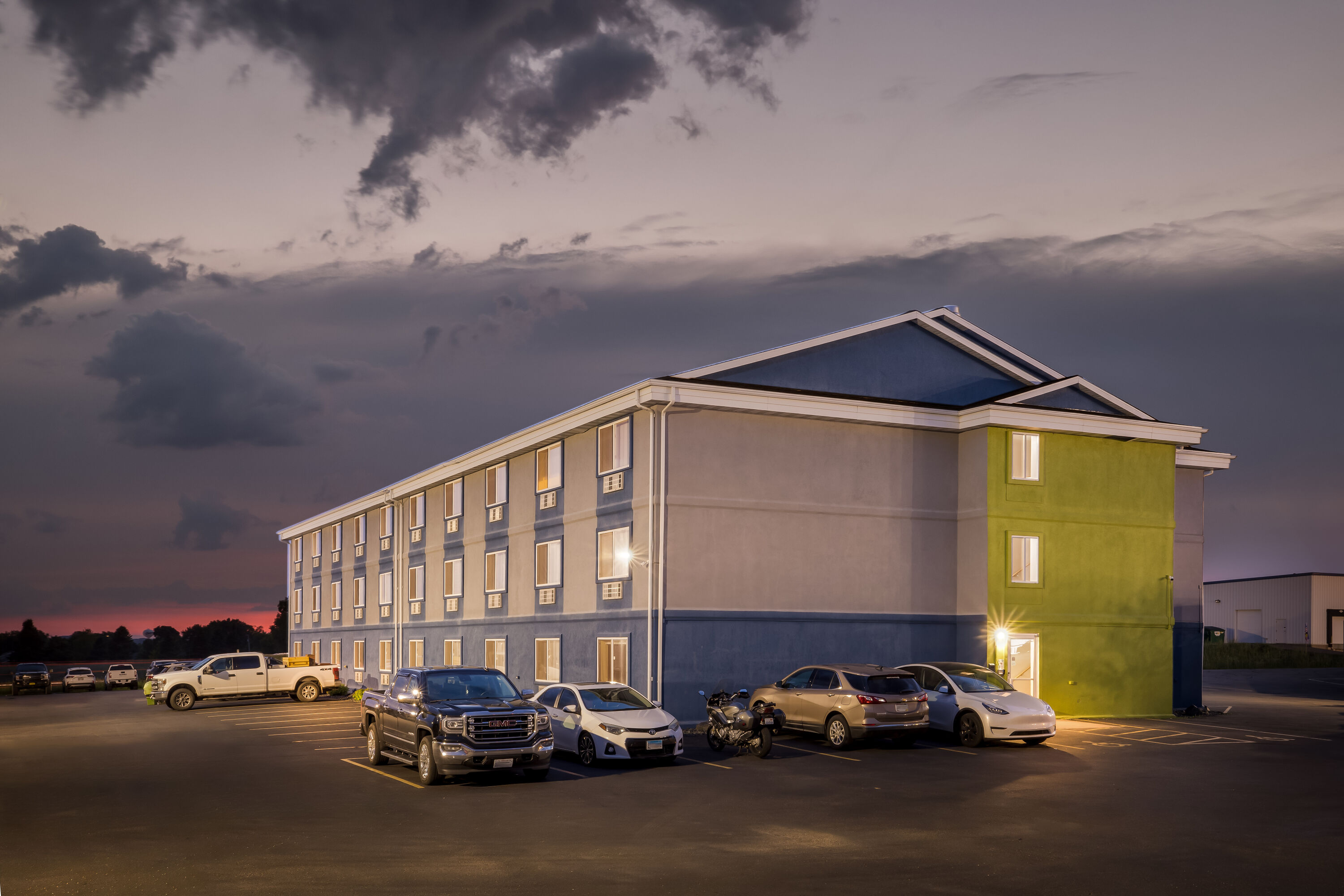 Exterior Night Image of Super 8 by Wyndham Osseo WI hotel in Osseo, Wisconsin