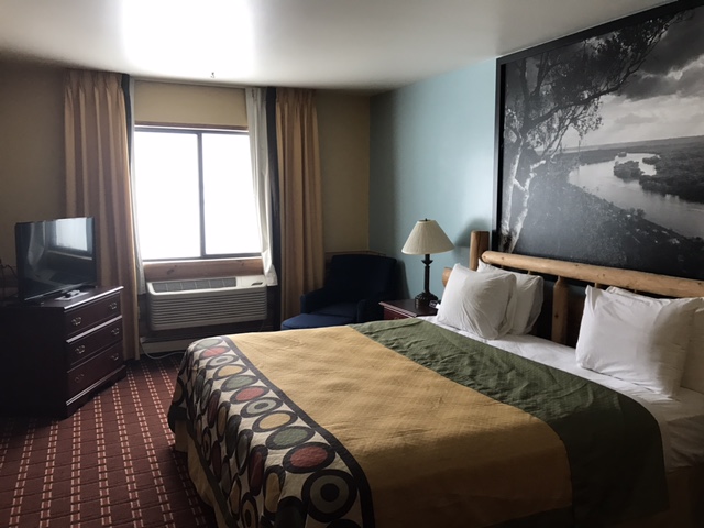 Guest room at the Super 8 by Wyndham Plover Stevens Point Area in Plover, Wisconsin