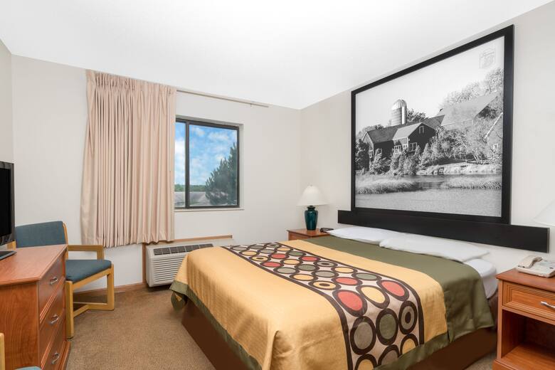 Guest room at the Super 8 Sparta in Sparta, Wisconsin