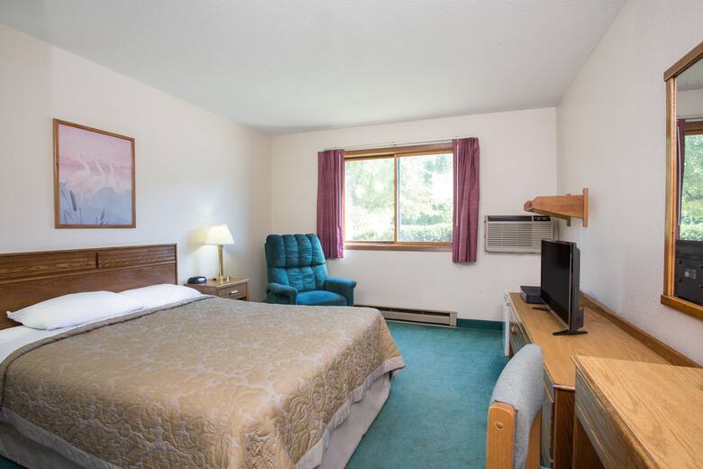 Guest room at the Super 8 Wautoma in Wautoma, Wisconsin