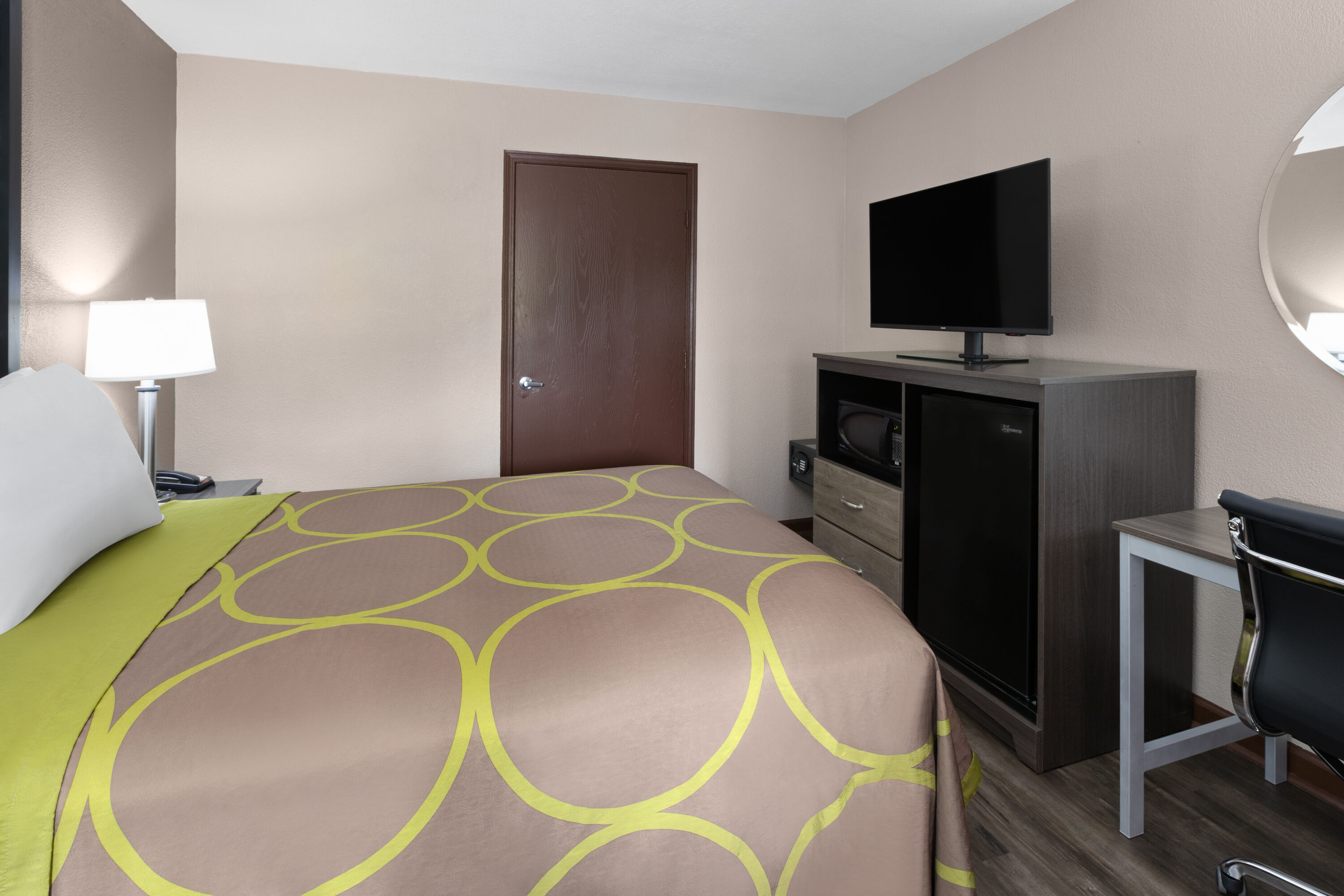 Guest room at the Super 8 by Wyndham Bridgeport/Clarksburg Area in Bridgeport, West Virginia