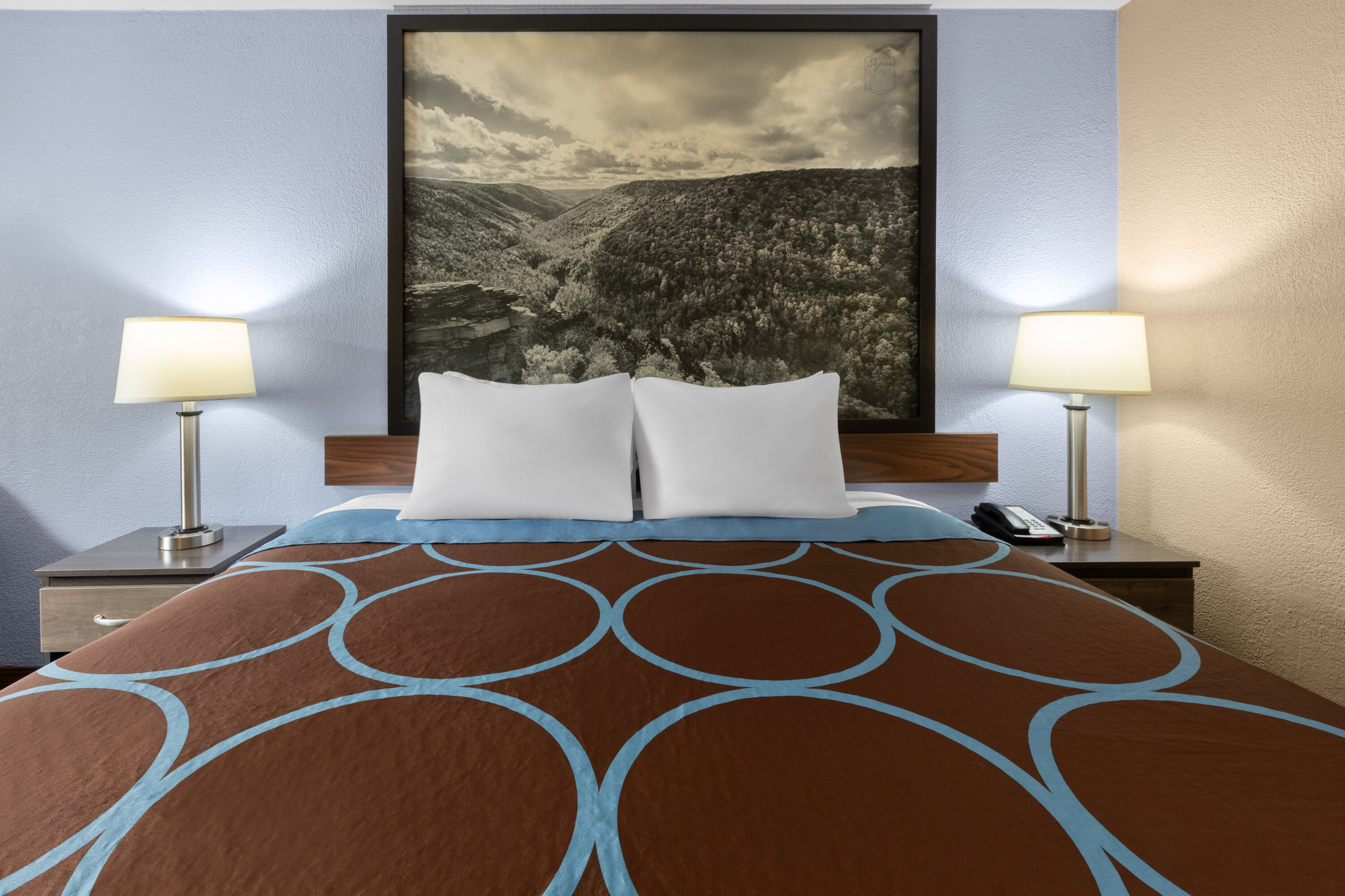 Guest room at the Super 8 by Wyndham Bridgeport/Clarksburg Area in Bridgeport, West Virginia