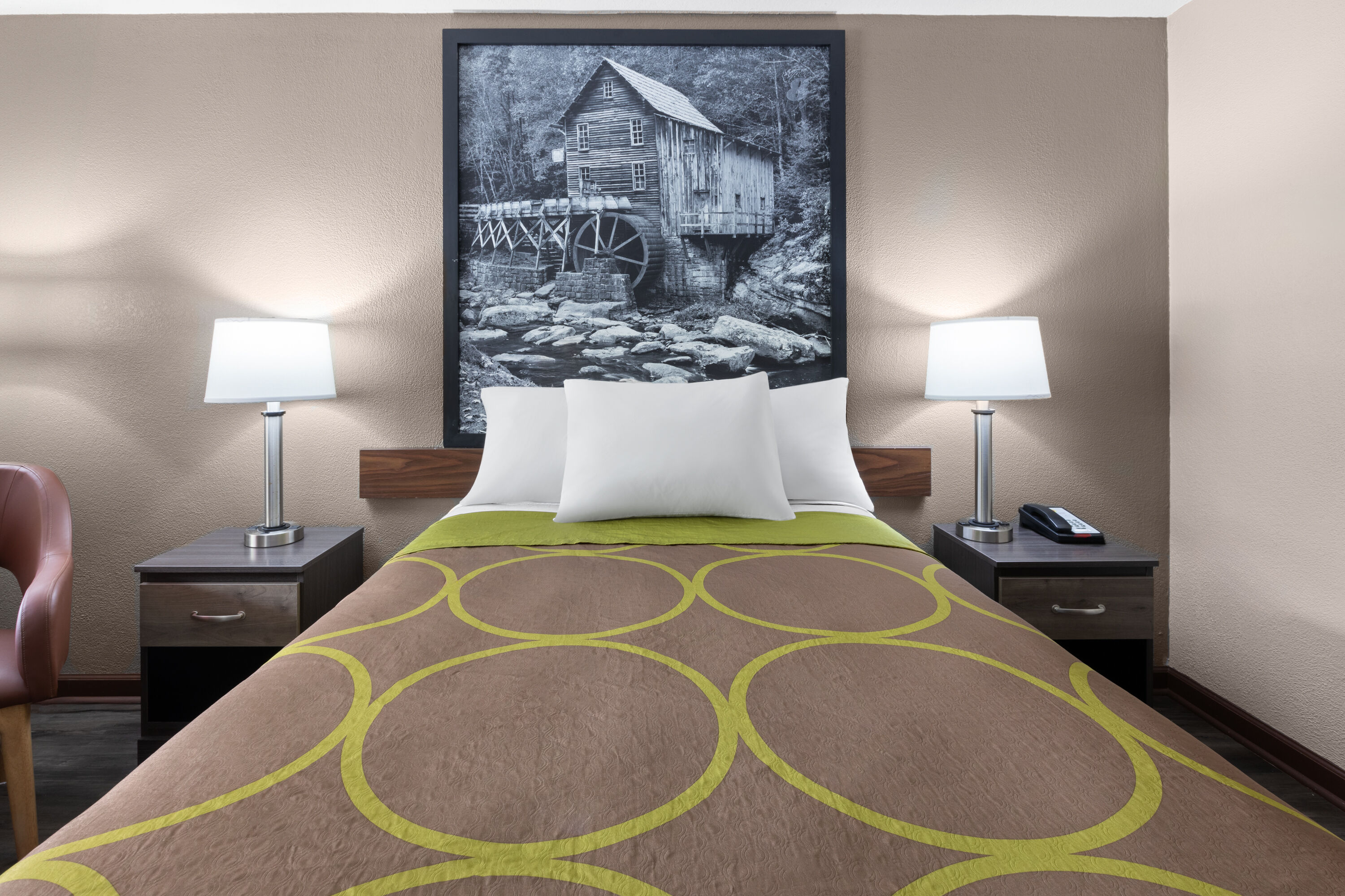 Guest room at the Super 8 by Wyndham Bridgeport/Clarksburg Area in Bridgeport, West Virginia