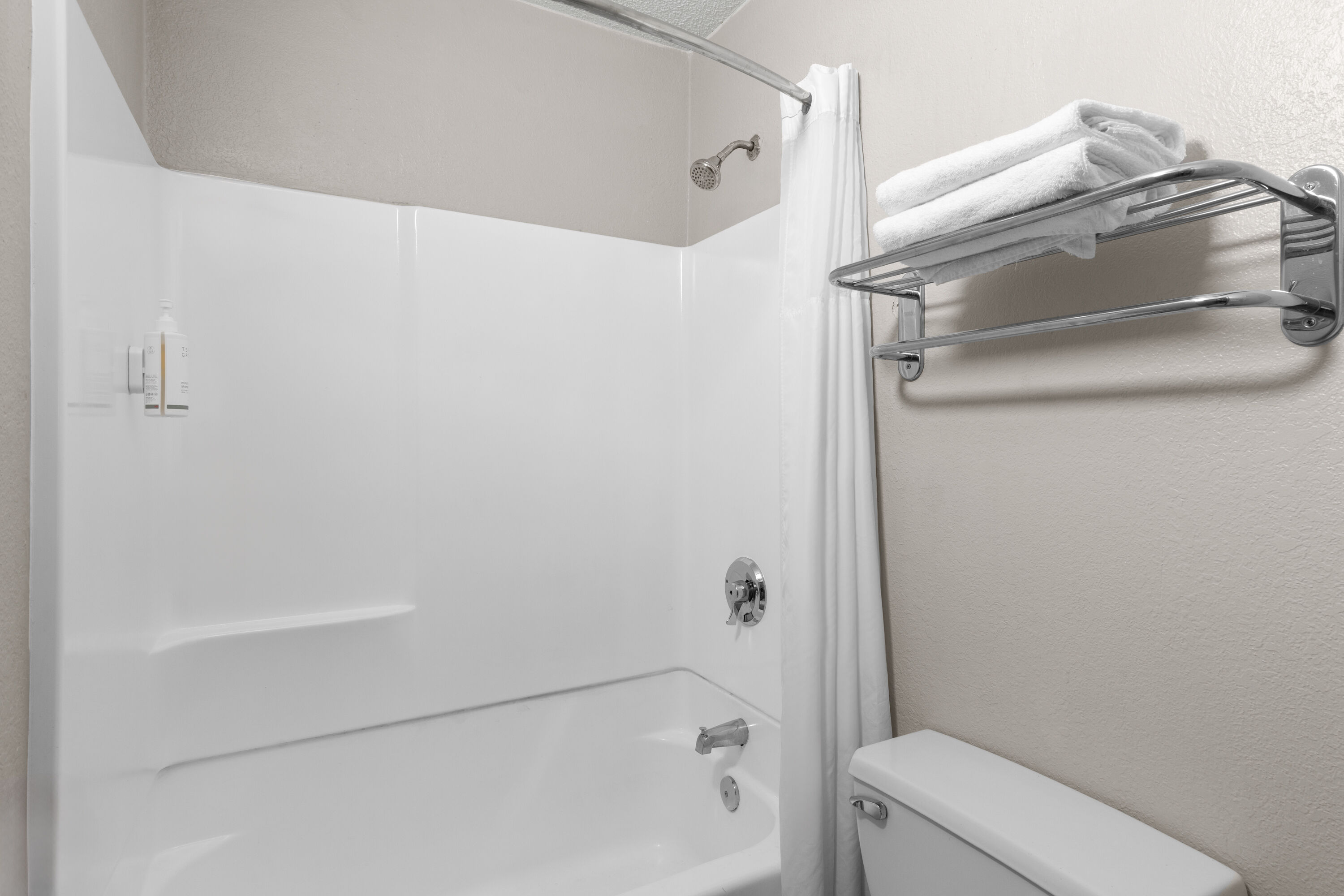 Guest room bath at the Super 8 by Wyndham Charleston WV in Charleston, West Virginia