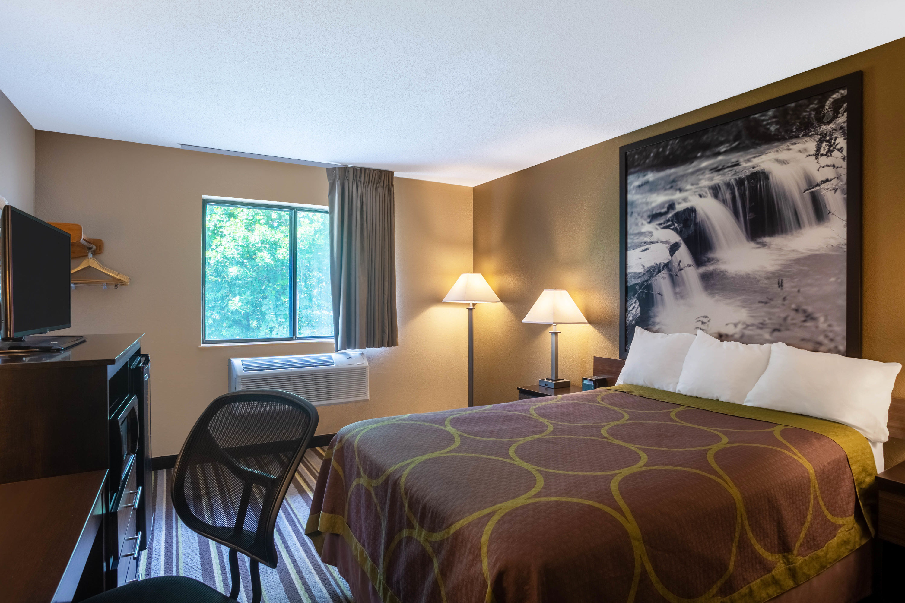 Guest room at the Super 8 by Wyndham Elkins in Elkins, West Virginia