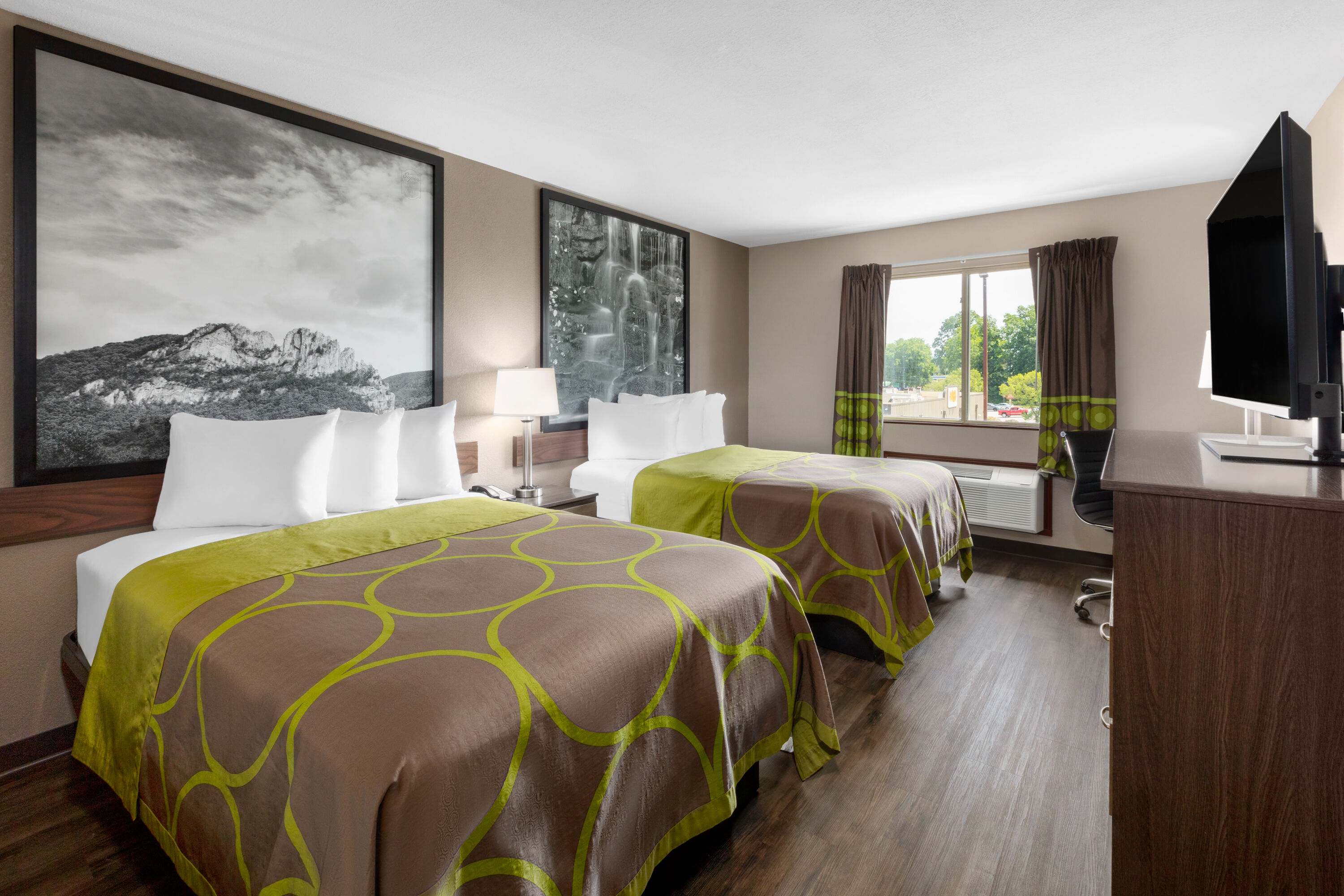 Guest room at the Super 8 by Wyndham Fairmont in Fairmont, West Virginia