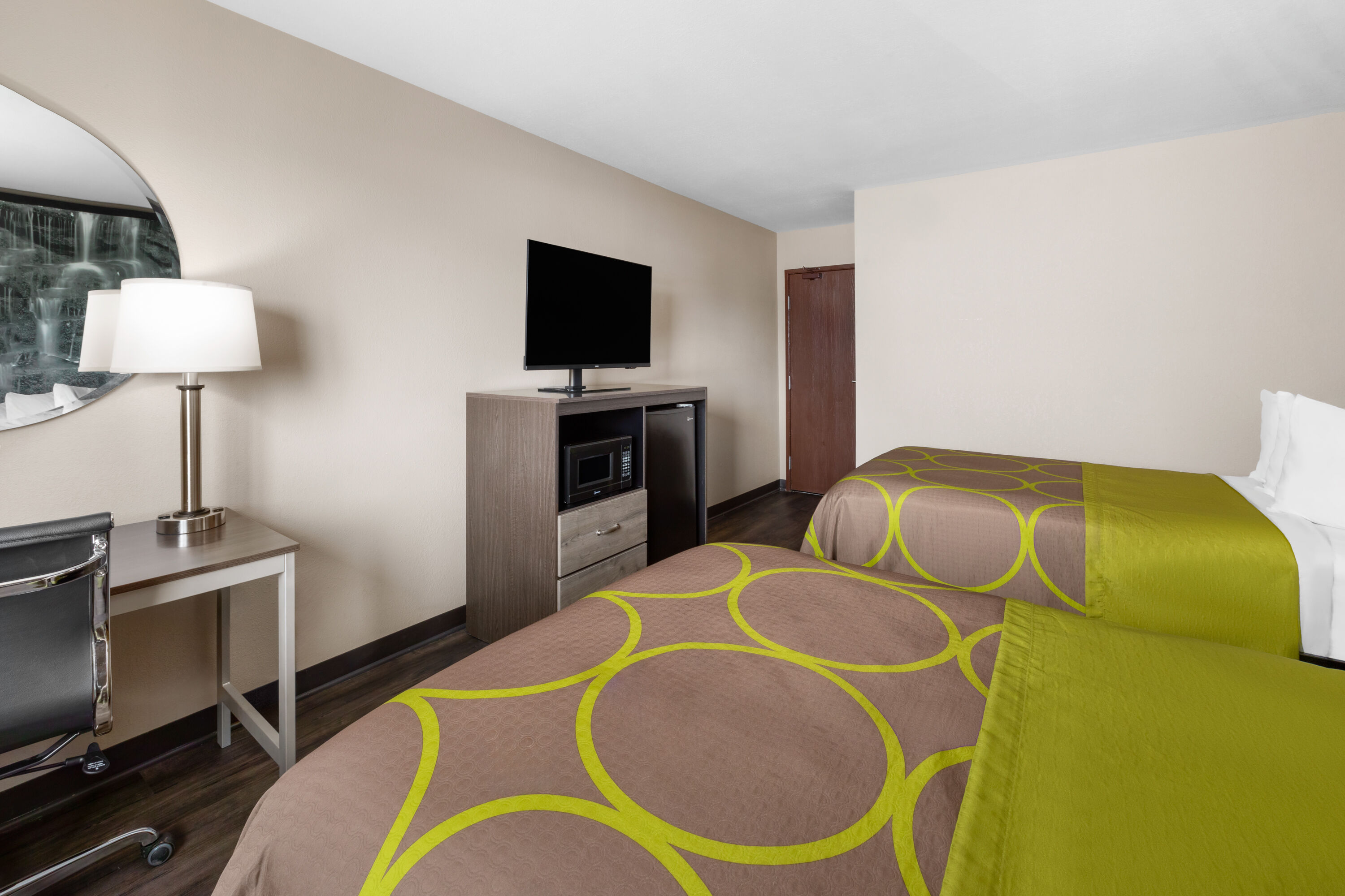 Guest room at the Super 8 by Wyndham Fairmont in Fairmont, West Virginia