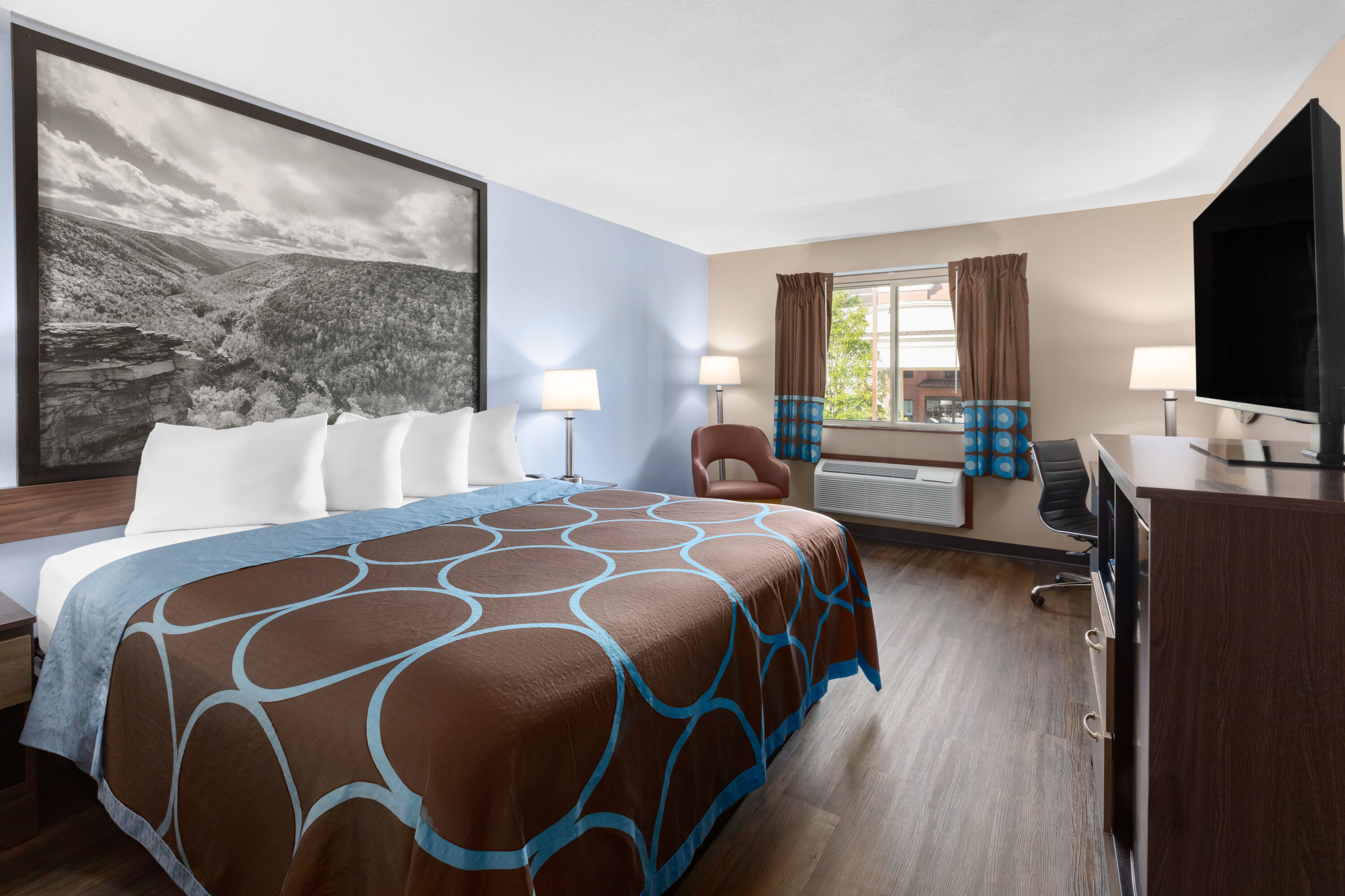 Guest room at the Super 8 by Wyndham Fairmont in Fairmont, West Virginia