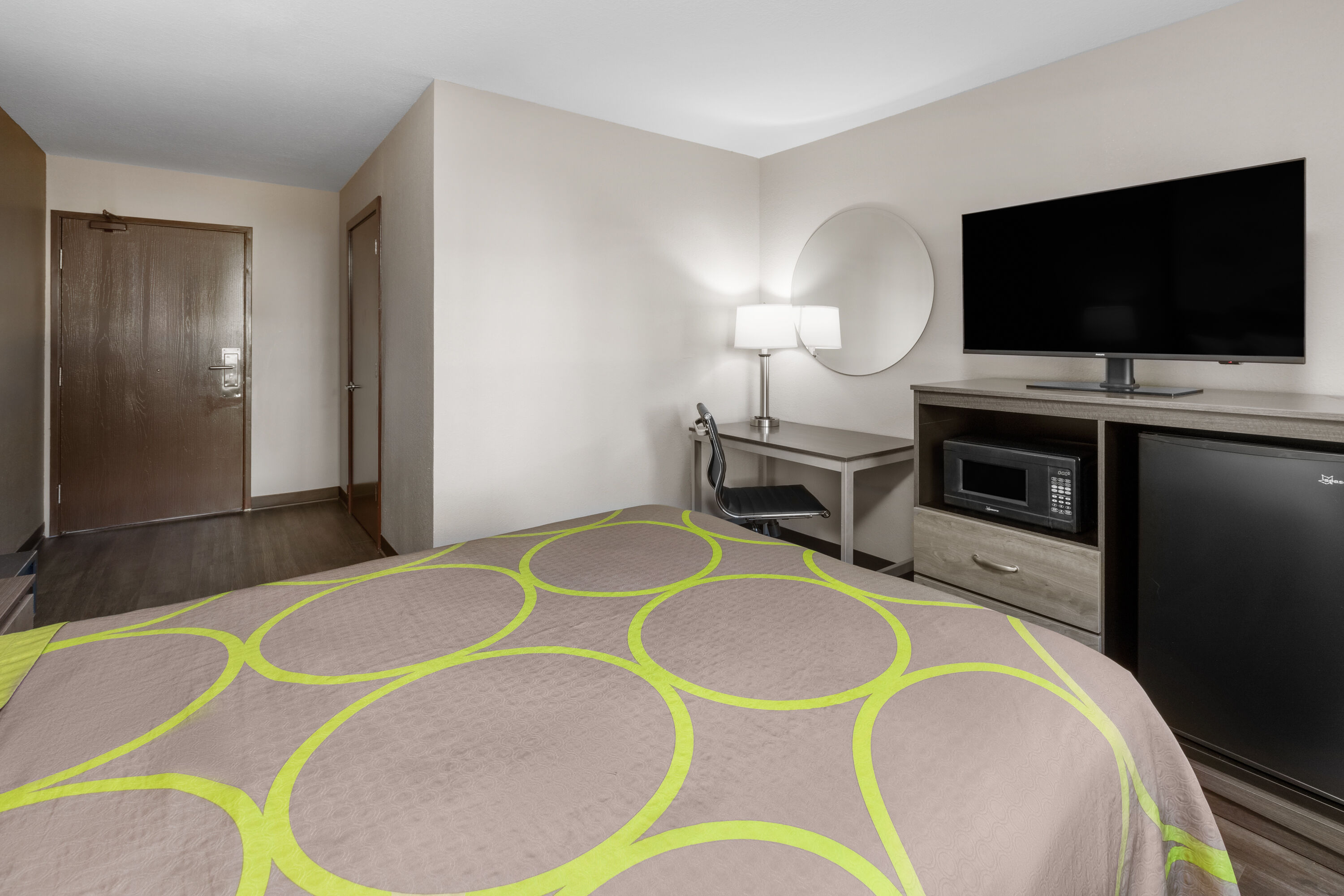 Guest room at the Super 8 by Wyndham Fairmont in Fairmont, West Virginia