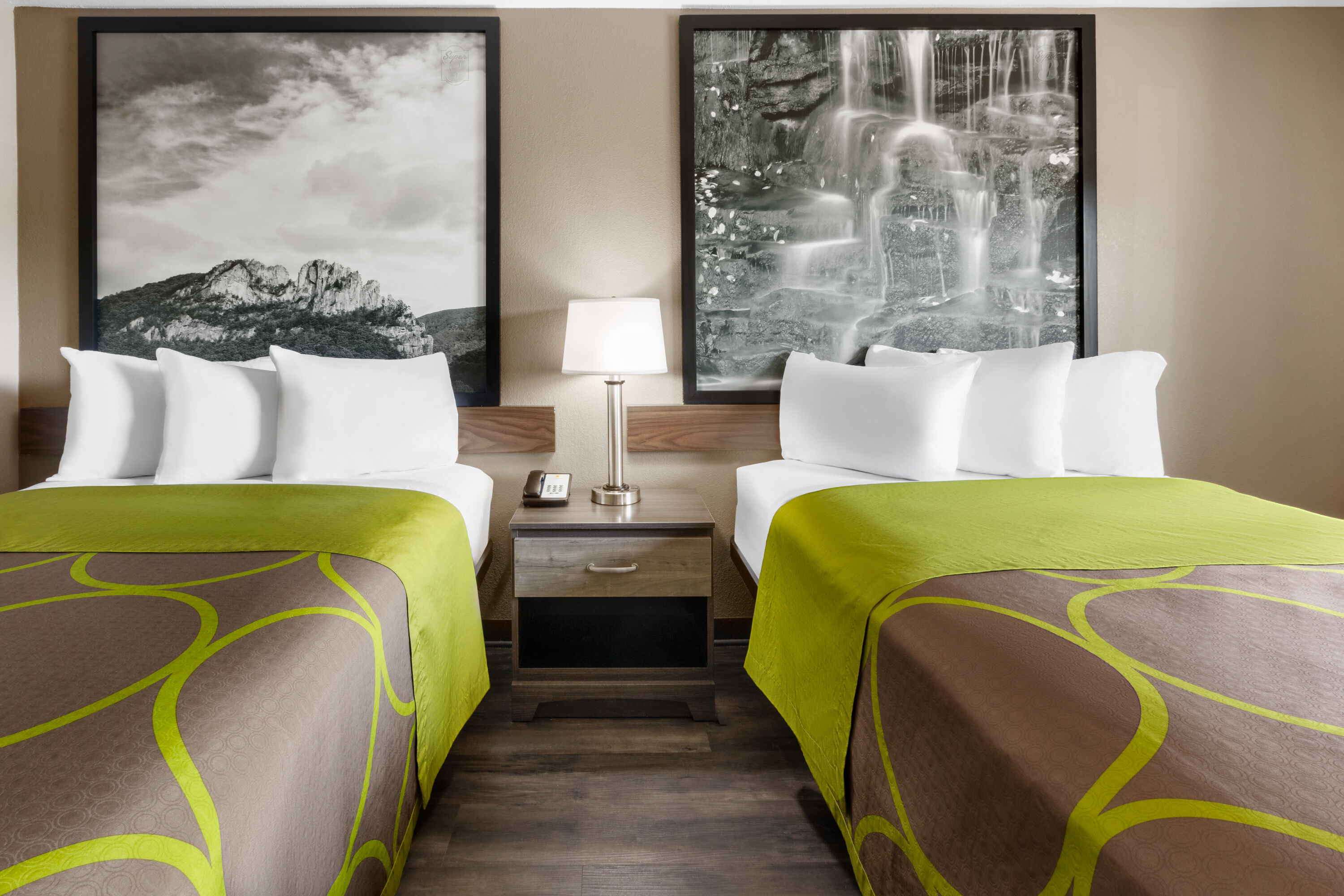 Guest room at the Super 8 by Wyndham Fairmont in Fairmont, West Virginia