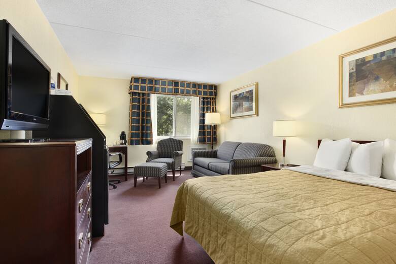 Guest room at the Travelodge Ottawa East in Ottawa, Ontario