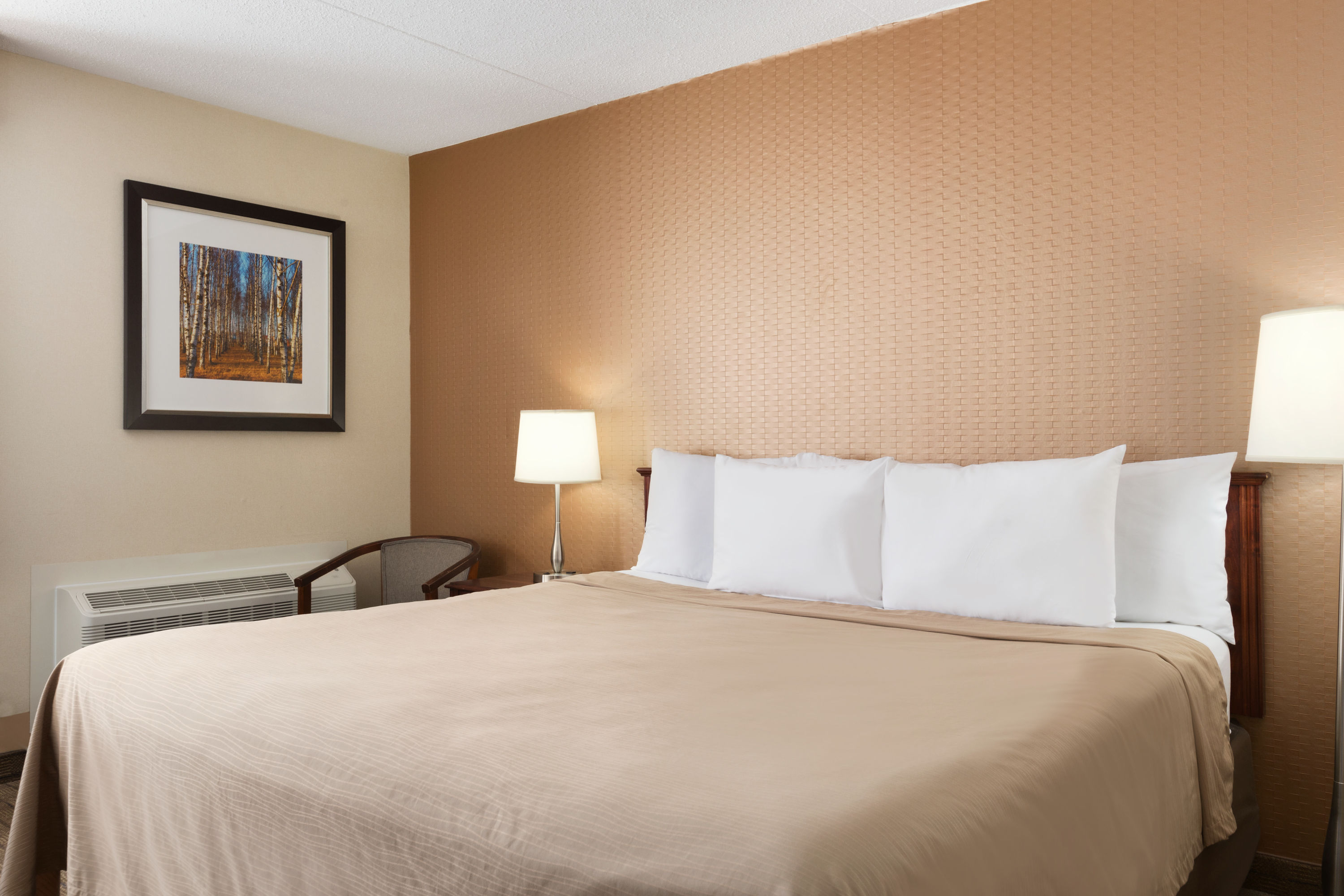 Guest room at the Travelodge by Wyndham Toronto East in Toronto, Ontario