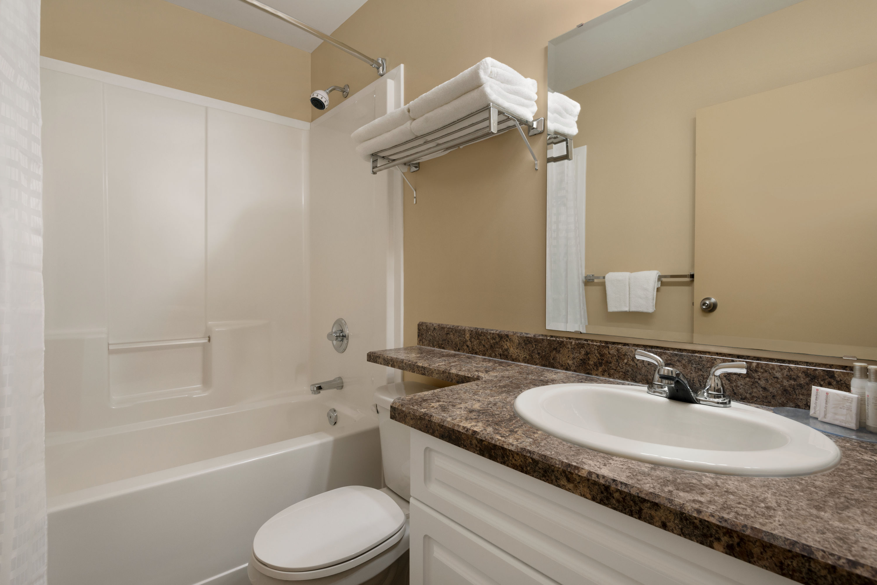 Guest room bath at the Thriftlodge Moose Jaw in Moose Jaw, Saskatchewan