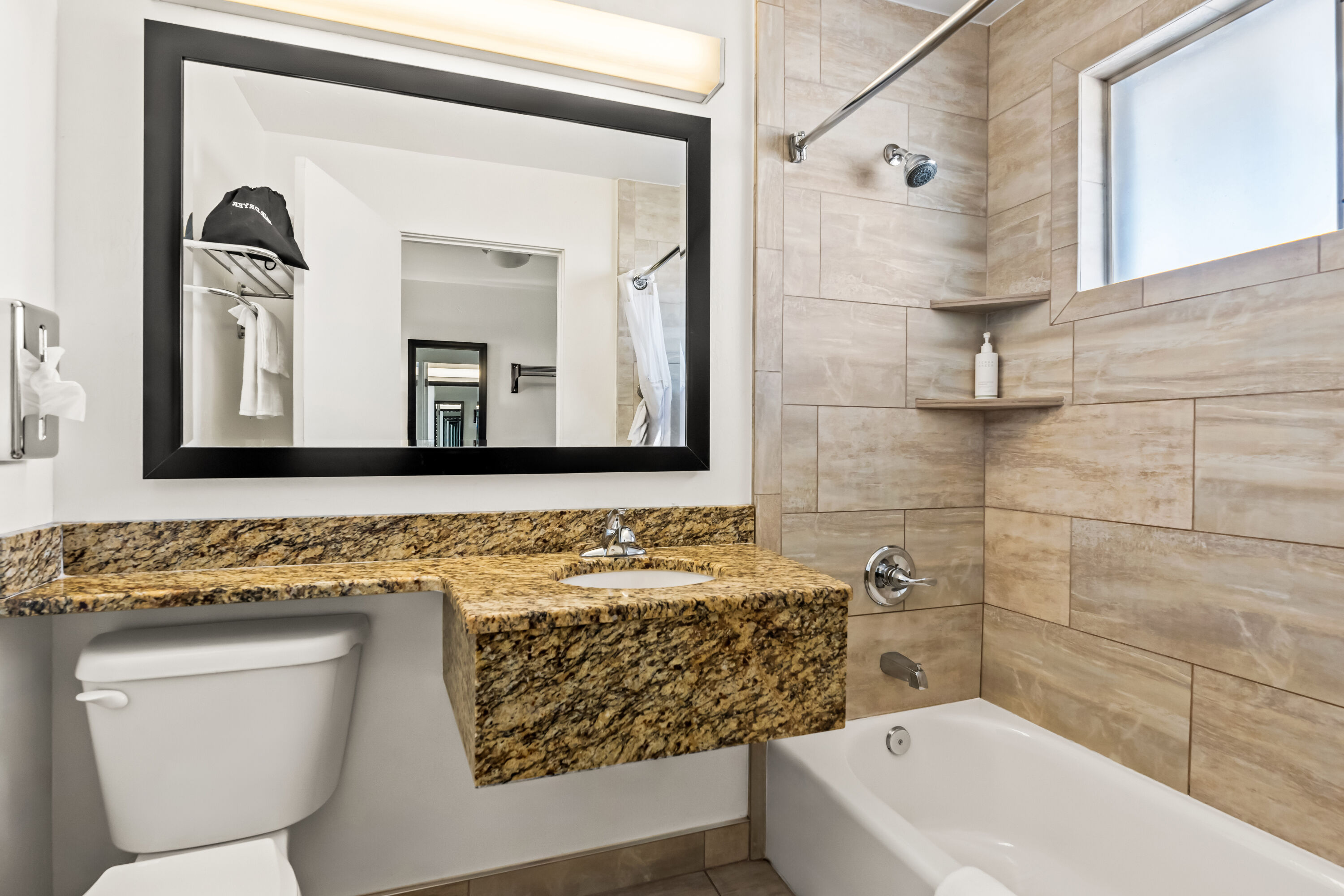 Guest room bath at the Travelodge by Wyndham Page, View of Lake in Page, Arizona
