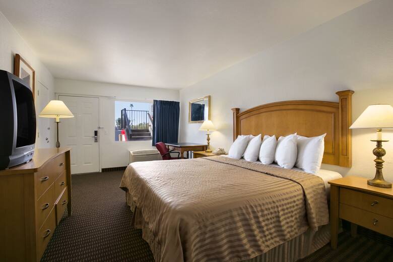 Guest room at the Travelodge Phoenix North in Phoenix, Arizona