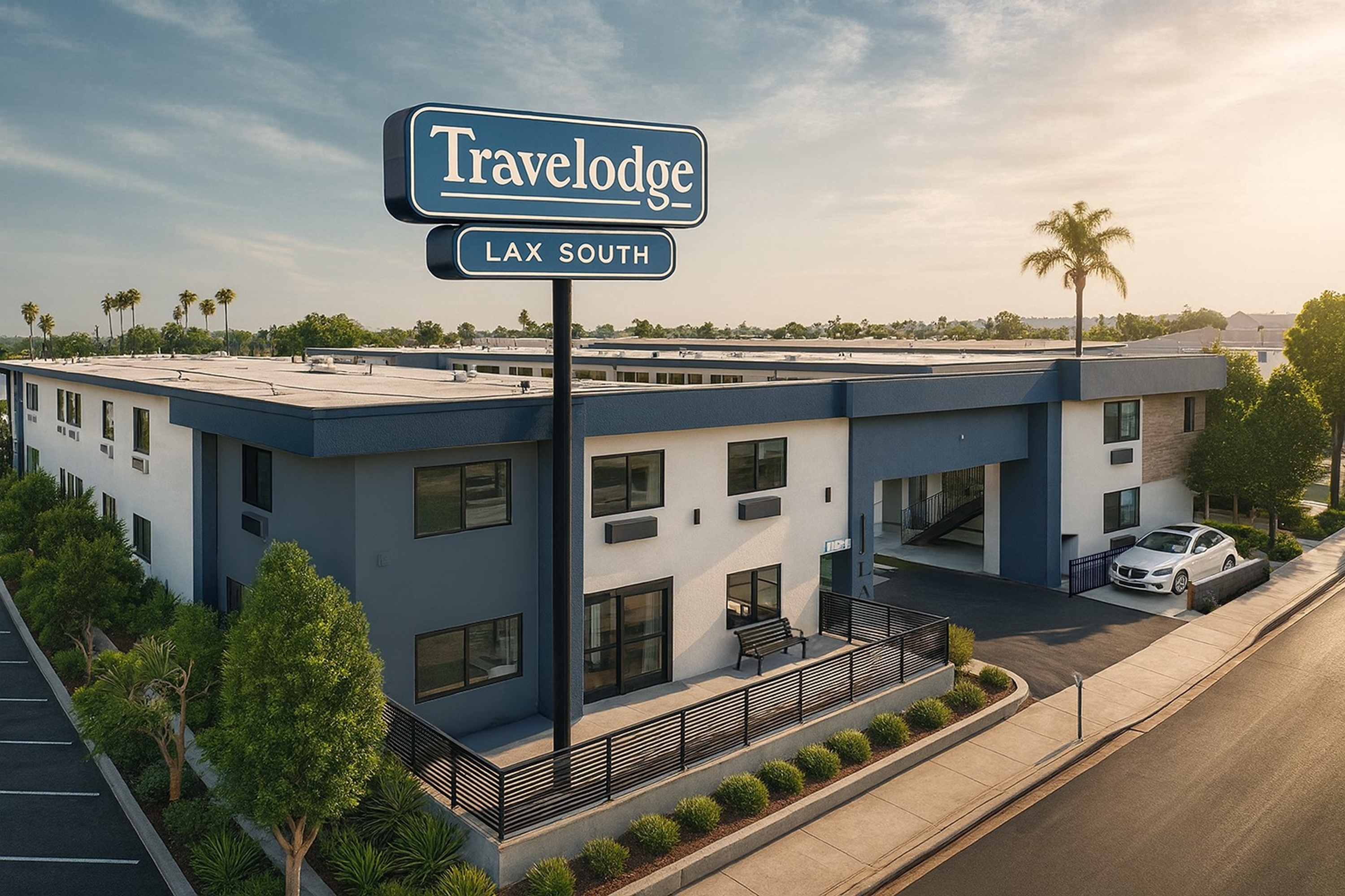 Exterior of Travelodge by Wyndham LAX hotel in El Segundo, California