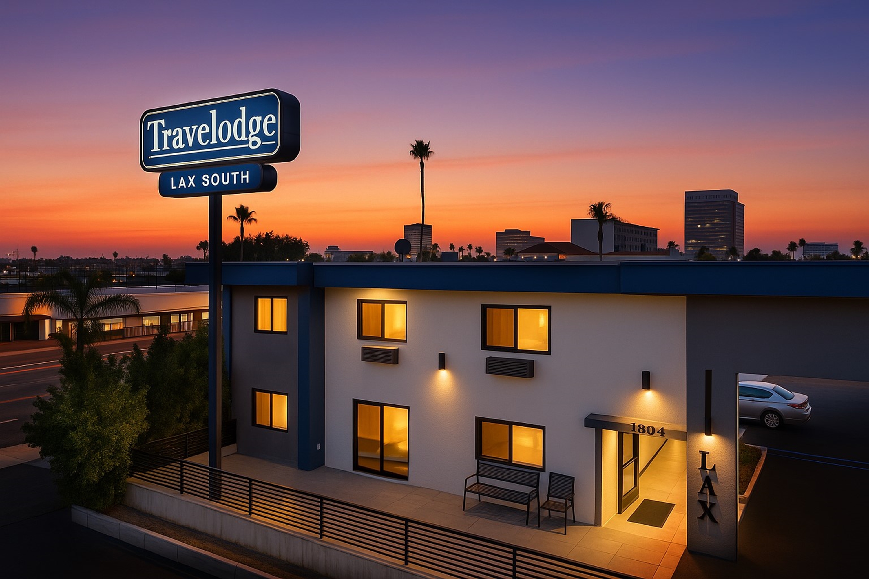 Exterior of Travelodge by Wyndham LAX hotel in El Segundo, California