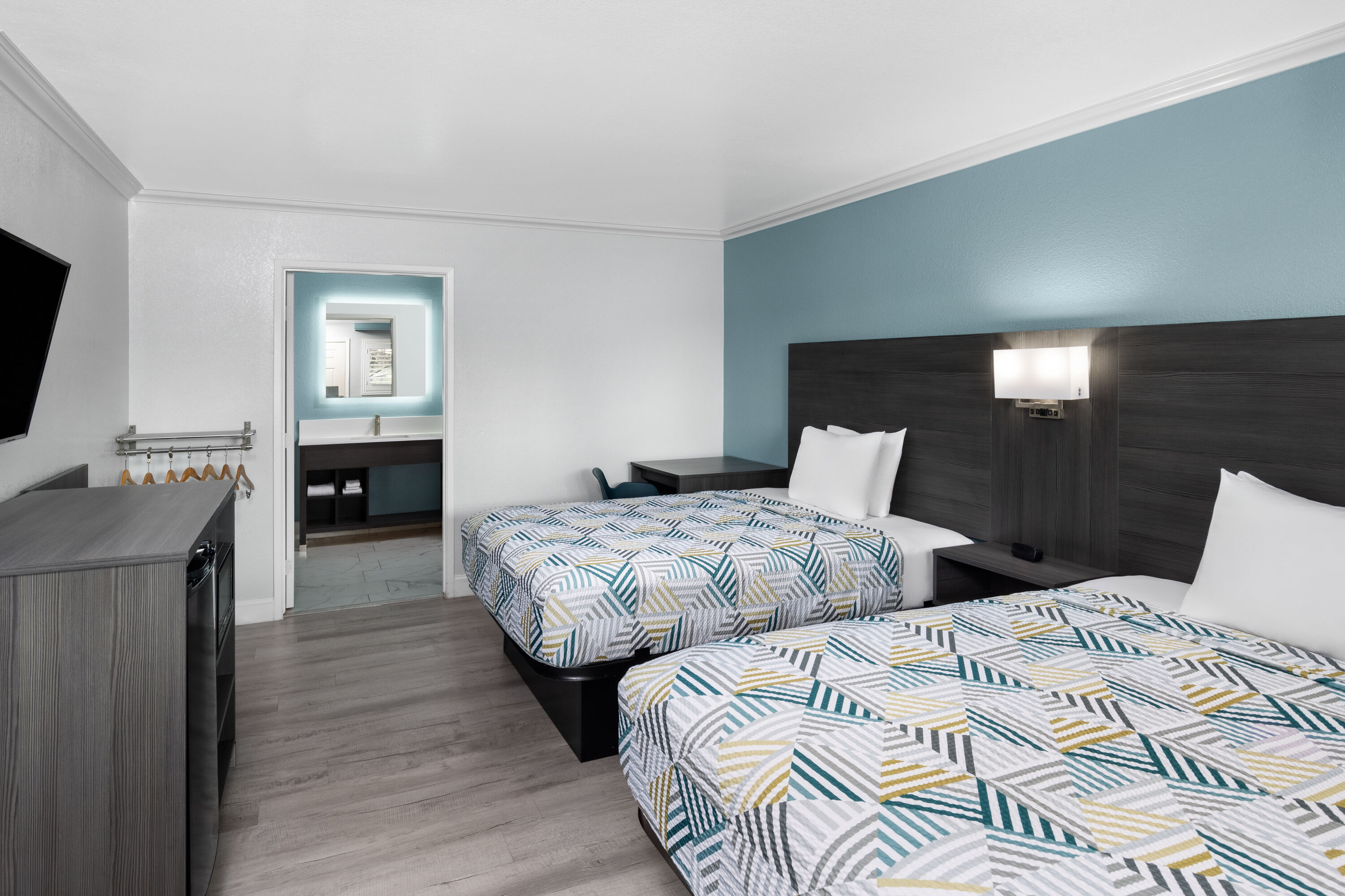 Guest room at the Travelodge by Wyndham Lemoore Near Naval Air Station in Lemoore, California